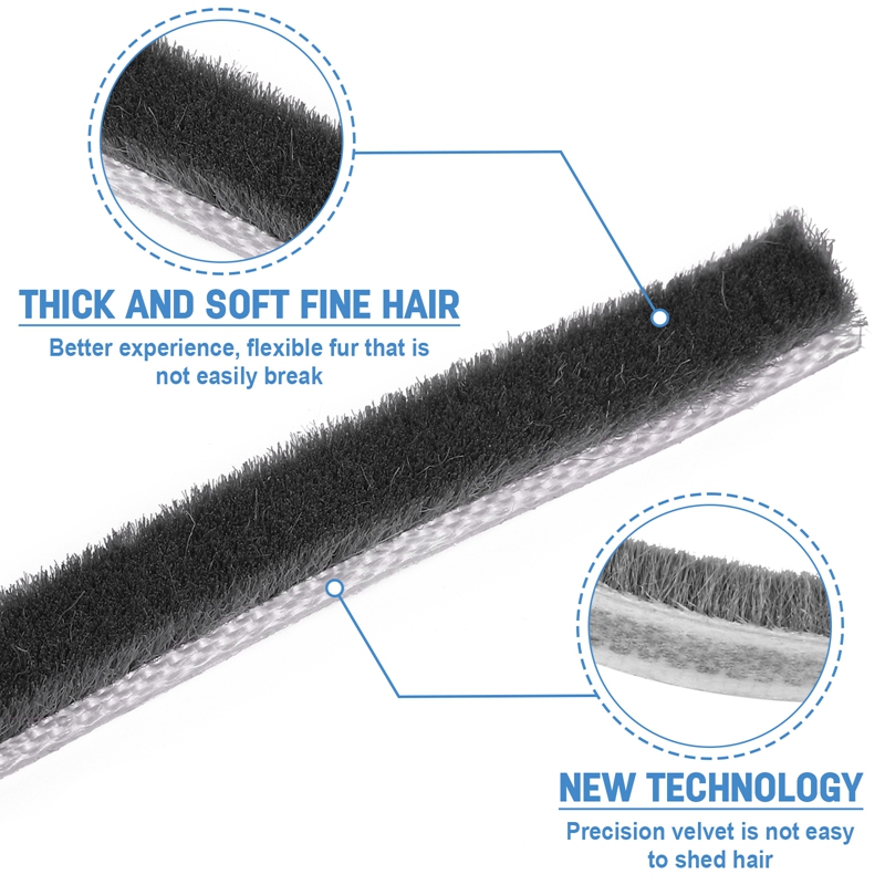 Armscye 2 Rolls Brush Felt Weather Stripping for Doors and Windows-32.8 Feet Adhesive Seal Tape with Pile Brush,Door Bottom Insulation,Patio/Automotive Draft Stopper(Gray)