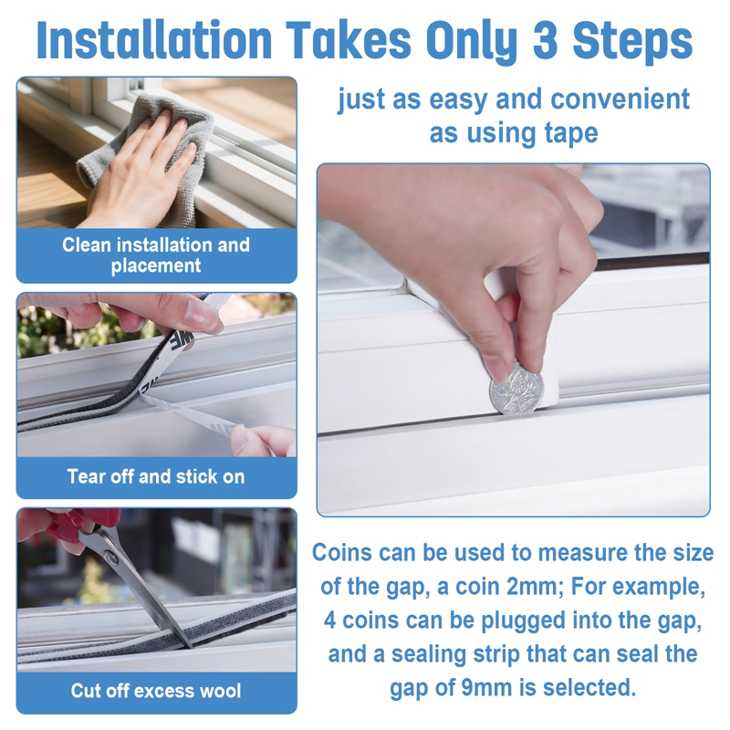 Armscye 2 Rolls Brush Felt Weather Stripping for Doors and Windows-32.8 Feet Adhesive Seal Tape with Pile Brush,Door Bottom Insulation,Patio/Automotive Draft Stopper(Gray)