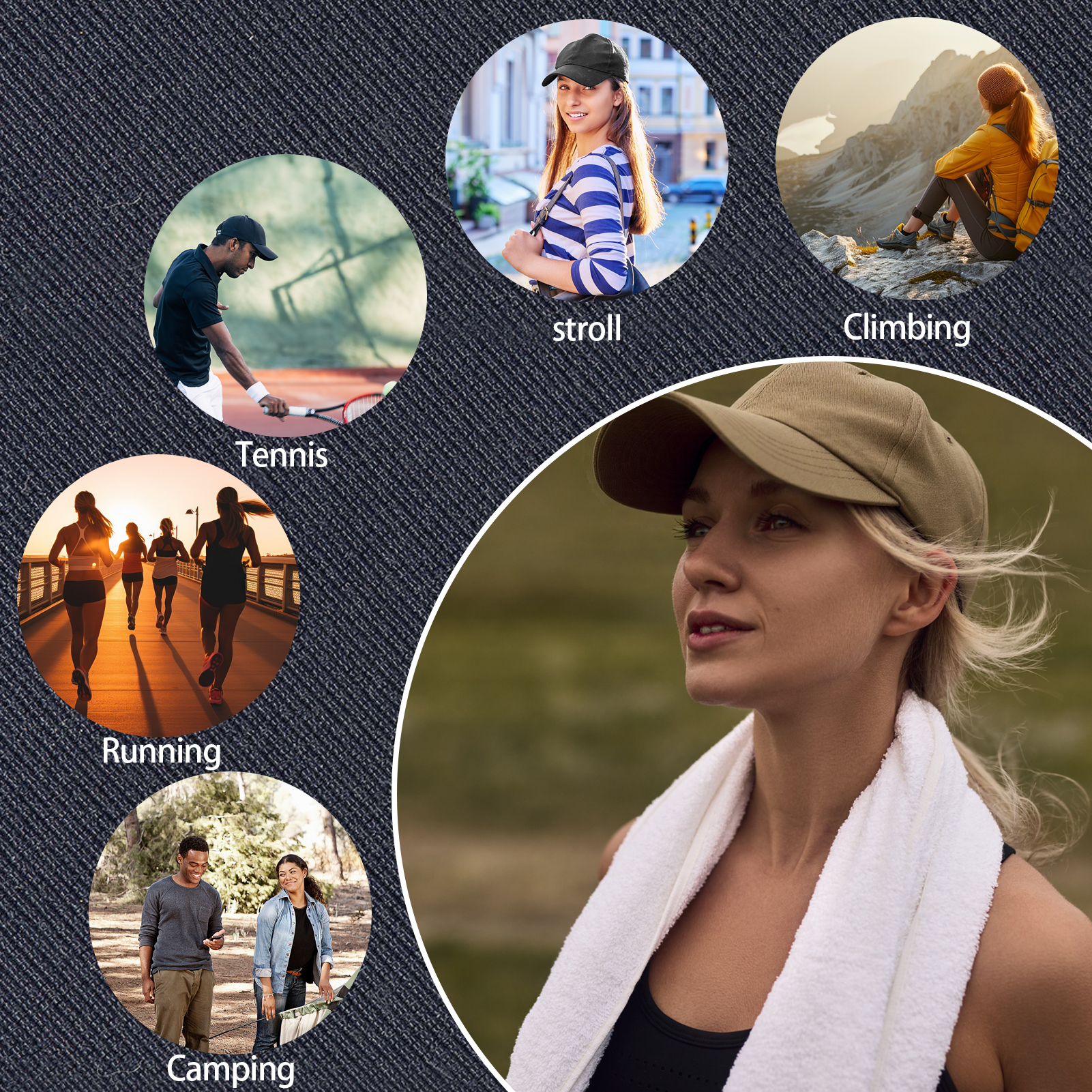 Bocaoying 3 Pcs Washed Cotton Baseball Caps for Men Women, Breathable Retro Adjustable Dad Hats with Structured Crown, Curved Brim Ball Caps for Running, Outdoor, Daily Casual Wear, Black/Grey/Khaki