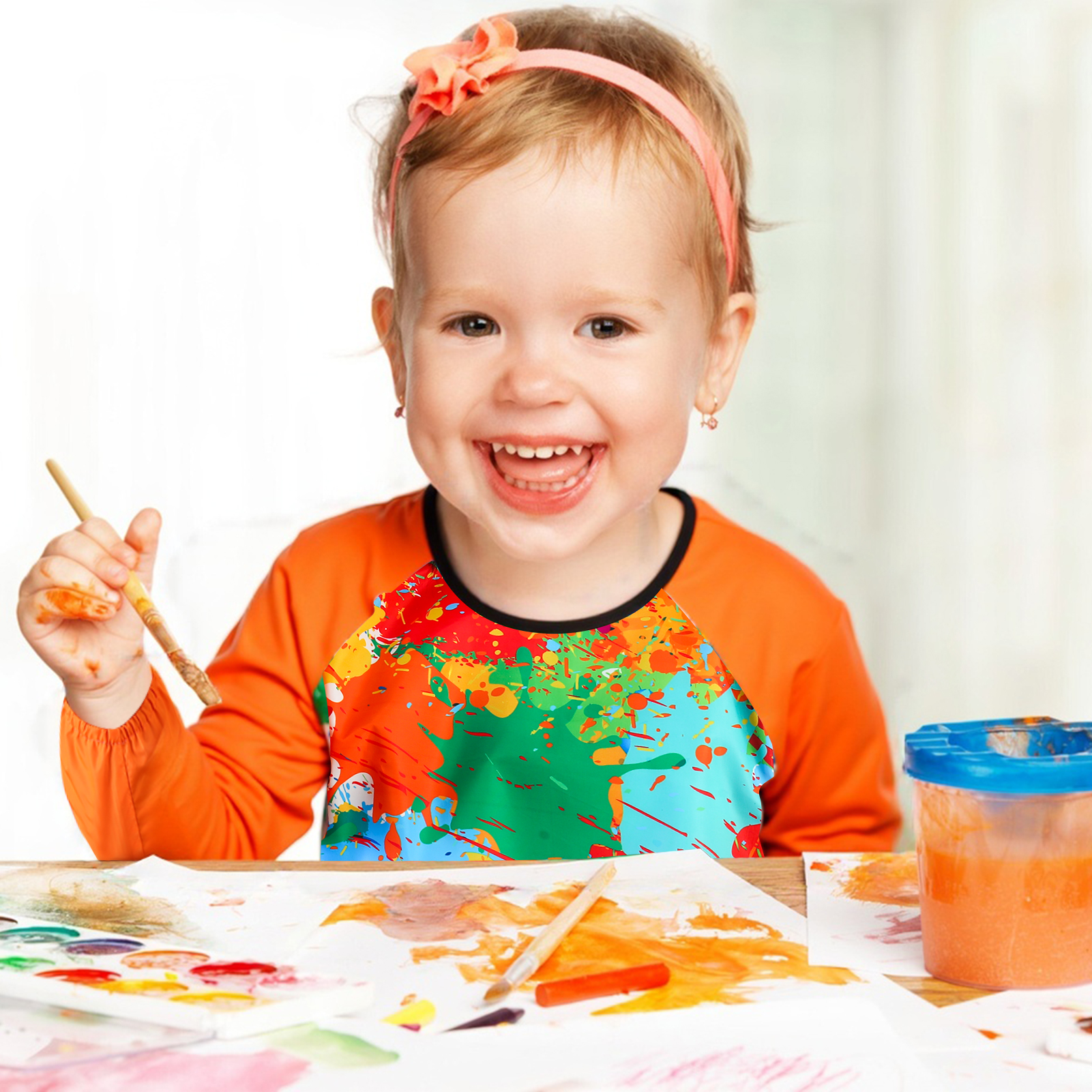 LUIISIS 2 Pack Kids Art Apron, Waterproof Painting Apron for Child 3-6 Years, Toddler Art Smock with Long Sleeve for Boys and Girls Painting Cooking Baking