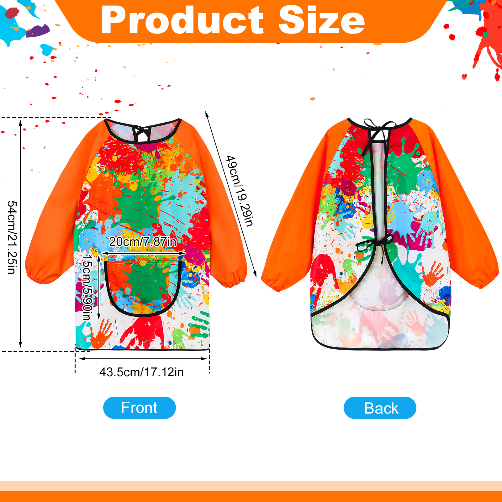 LUIISIS 2 Pack Kids Art Apron, Waterproof Painting Apron for Child 3-6 Years, Toddler Art Smock with Long Sleeve for Boys and Girls Painting Cooking Baking