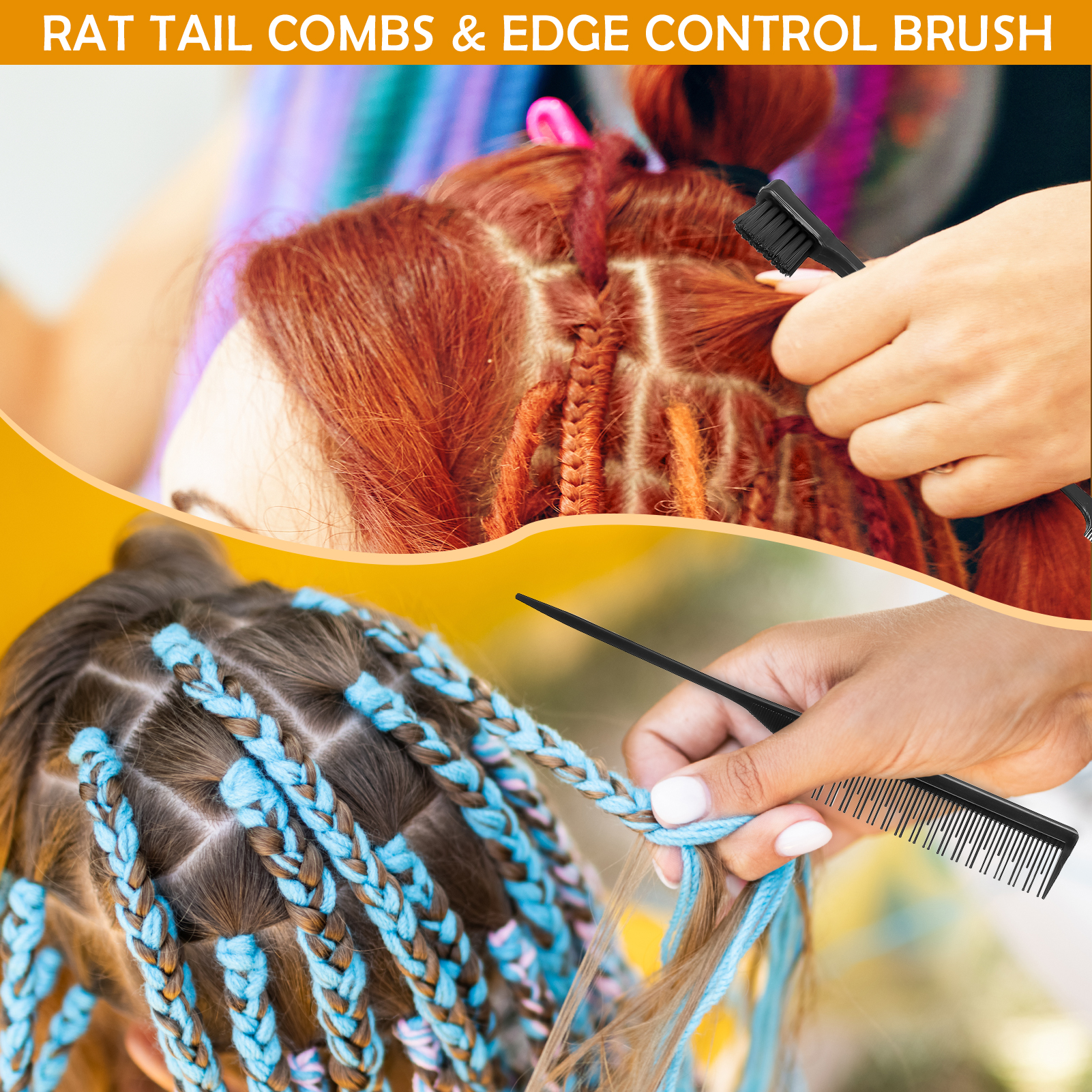 Abaima 15 Pcs Hair Comb Set - Wide Tooth, Rat Tail & Teasing Combs for Curly Hair - Professional Styling, Braiding & Barber Tools for Women & Men