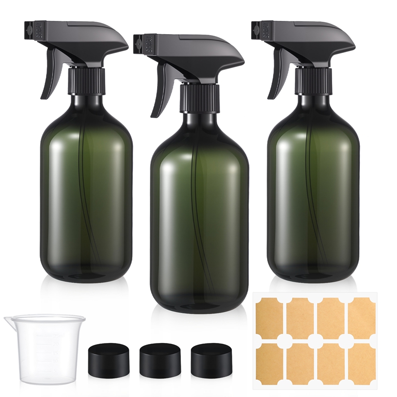 Armscye 3 Pack 17oz(500ml) Spray Bottles with Adjustable Nozzle, Refillable Plastic Cleaning Sprayers for Hair, Cooking, Cleaning and Gardening, Includes Extra Additional Supplies