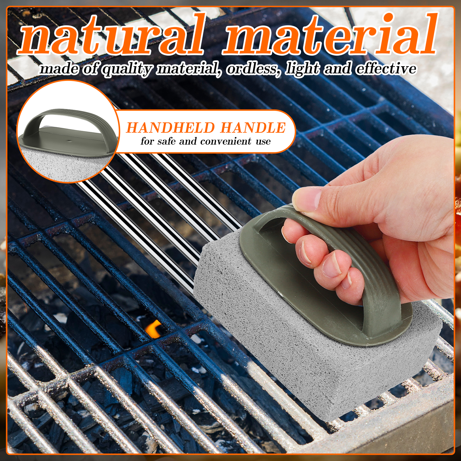 Armscye 6 Pack Heavy Duty Pumice Stone, Grill Cleaning Brick Block with Handle, Griddle Cleaning Brick, Grill Cleaner Accessories for Sink BBQ Bathroom Oven Cleaning Supplies