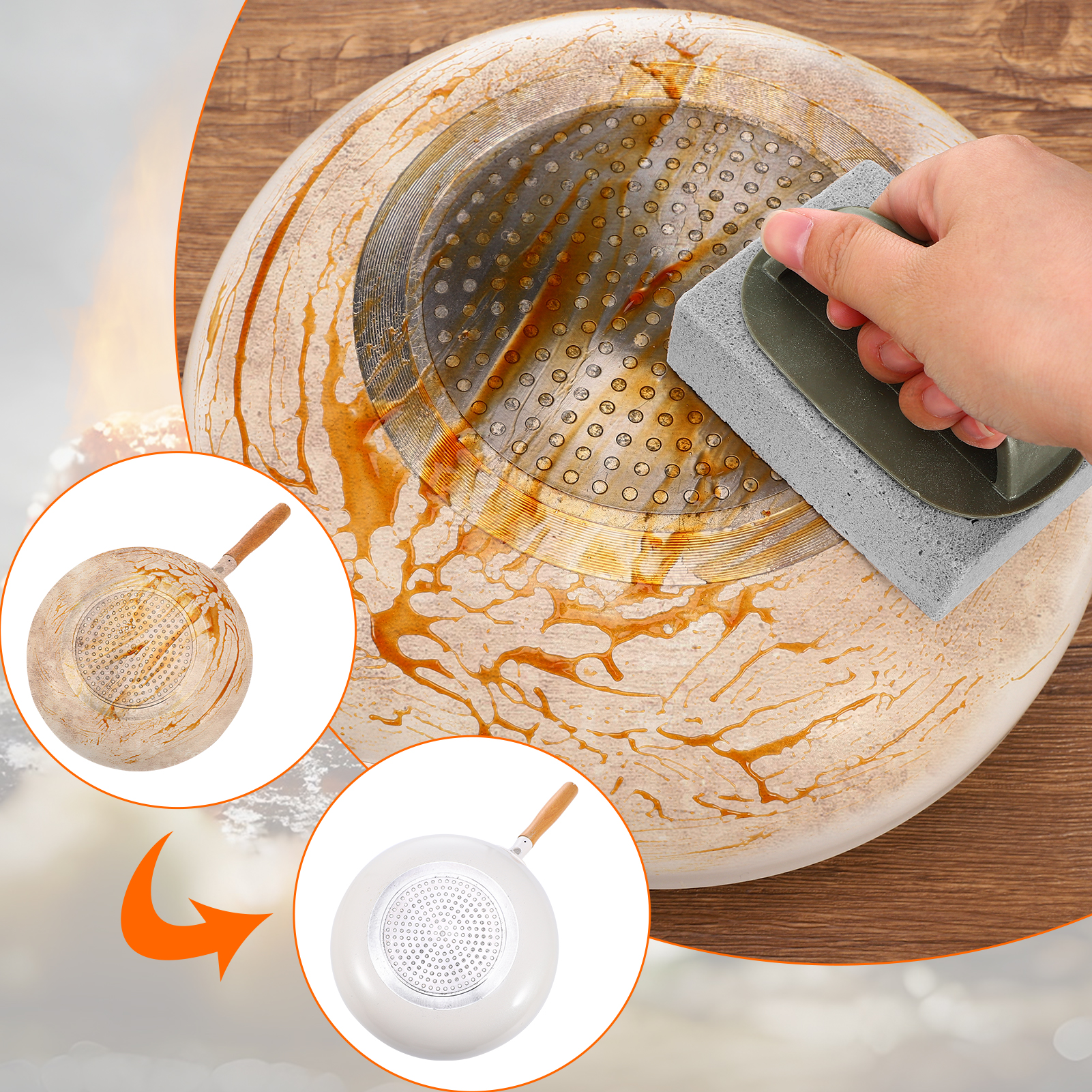 Armscye 6 Pack Heavy Duty Pumice Stone, Grill Cleaning Brick Block with Handle, Griddle Cleaning Brick, Grill Cleaner Accessories for Sink BBQ Bathroom Oven Cleaning Supplies