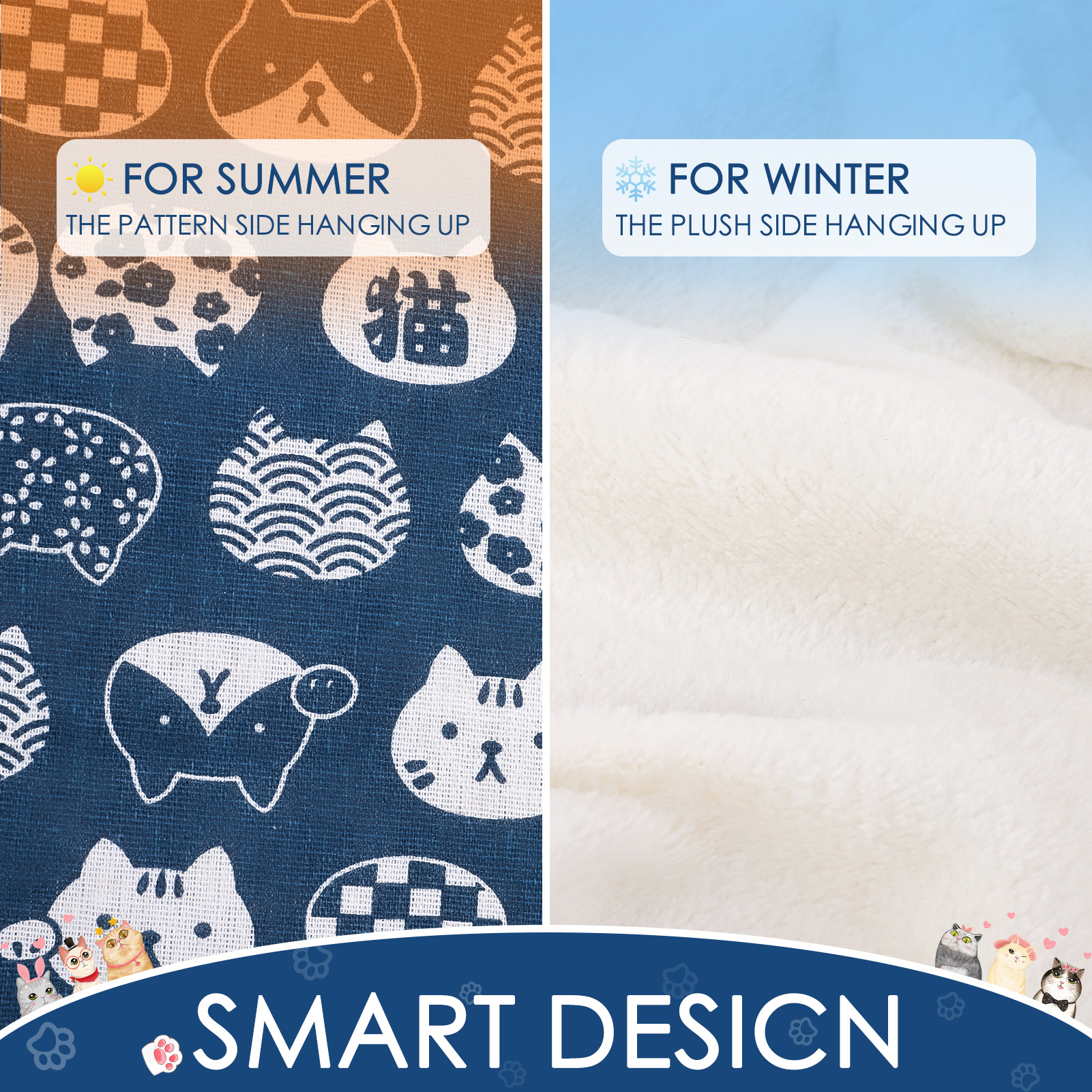 shuaien 2 Pieces Cat Hammock for Cage Hanging Reversible, Cat Perch with Adjustable Straps, Soft Breathable Cat Window Bed, Double Sides Pet Hammock Suitable for Kitty Puppy Ferret (M, Cat) ﻿