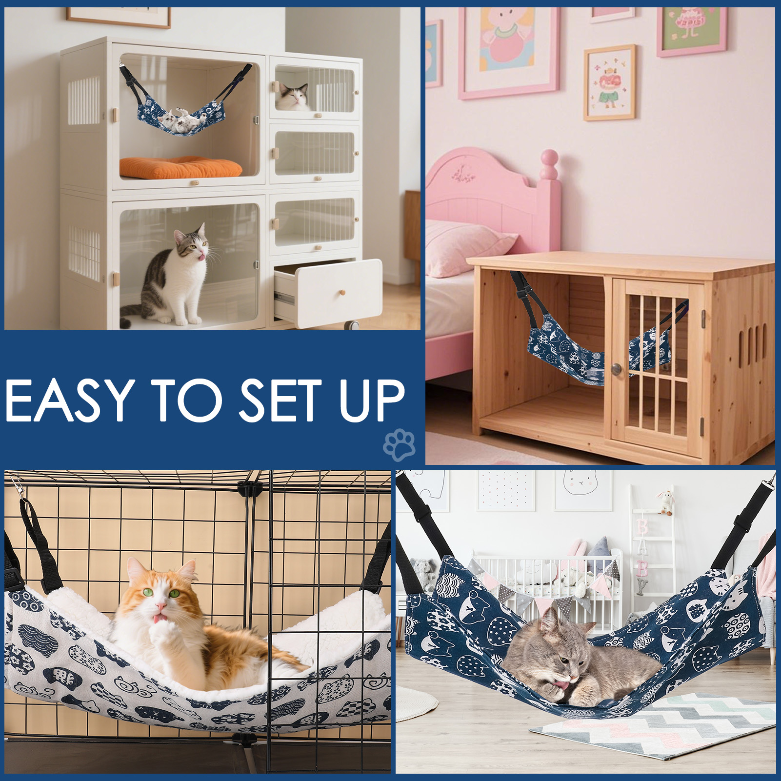 shuaien 2 Pieces Cat Hammock for Cage Hanging Reversible, Cat Perch with Adjustable Straps, Soft Breathable Cat Window Bed, Double Sides Pet Hammock Suitable for Kitty Puppy Ferret (M, Cat) ﻿