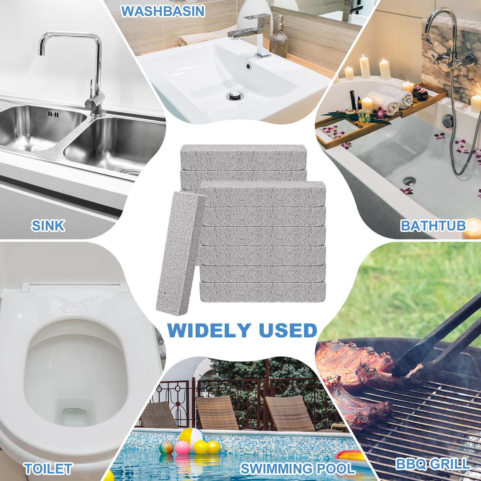 Armscye 20Pack Pumice Stone for Toilet Cleaning Bowl Stick,Powerfully Cleans Hard Water Rings, Calcium Buildup & Stains, Suitable for Cleaning Toilet, Bathtubs, Kitchen Sink, Grill