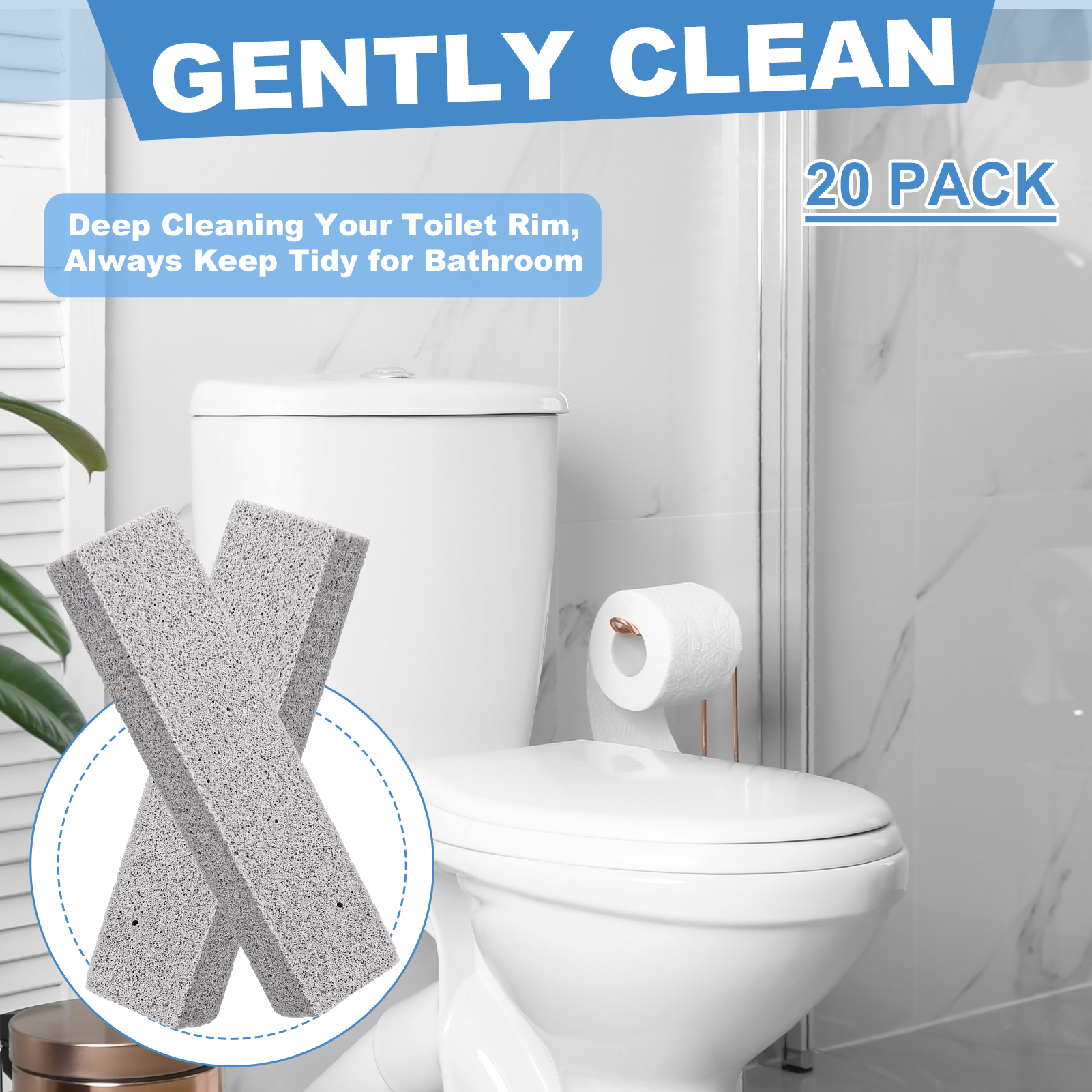 Armscye 20Pack Pumice Stone for Toilet Cleaning Bowl Stick,Powerfully Cleans Hard Water Rings, Calcium Buildup & Stains, Suitable for Cleaning Toilet, Bathtubs, Kitchen Sink, Grill