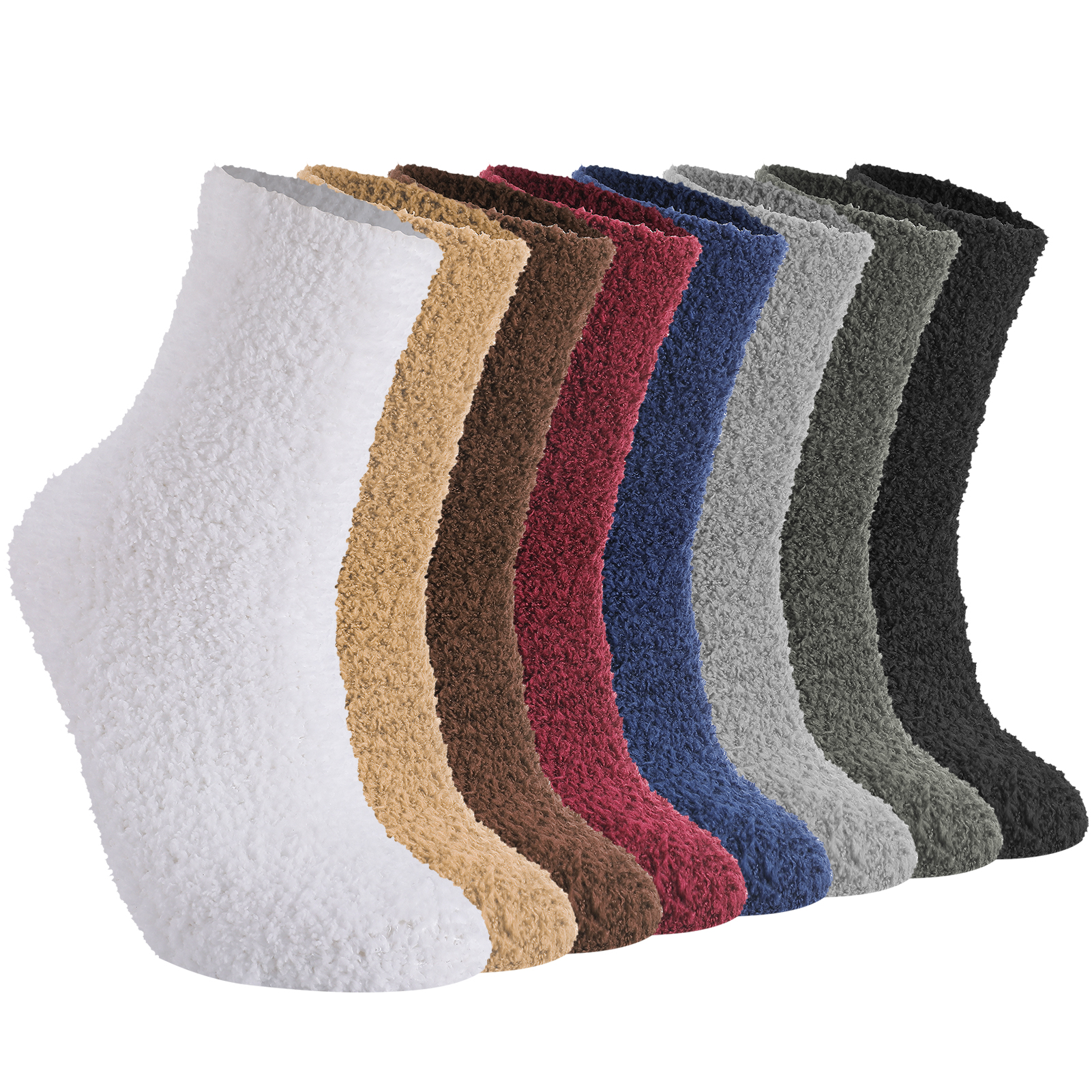 Bocaoying 8 Pairs Fluffy Slipper Socks for Men, Warm Cosy Bed Fuzzy Socks, Winter Thermal Plush Fluffy Socks for Causal Home Sleeping