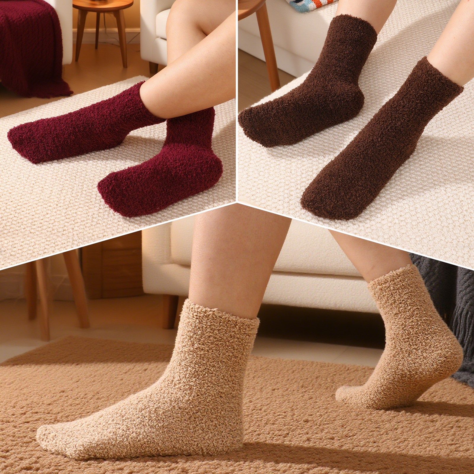 Bocaoying 8 Pairs Fluffy Slipper Socks for Men, Warm Cosy Bed Fuzzy Socks, Winter Thermal Plush Fluffy Socks for Causal Home Sleeping