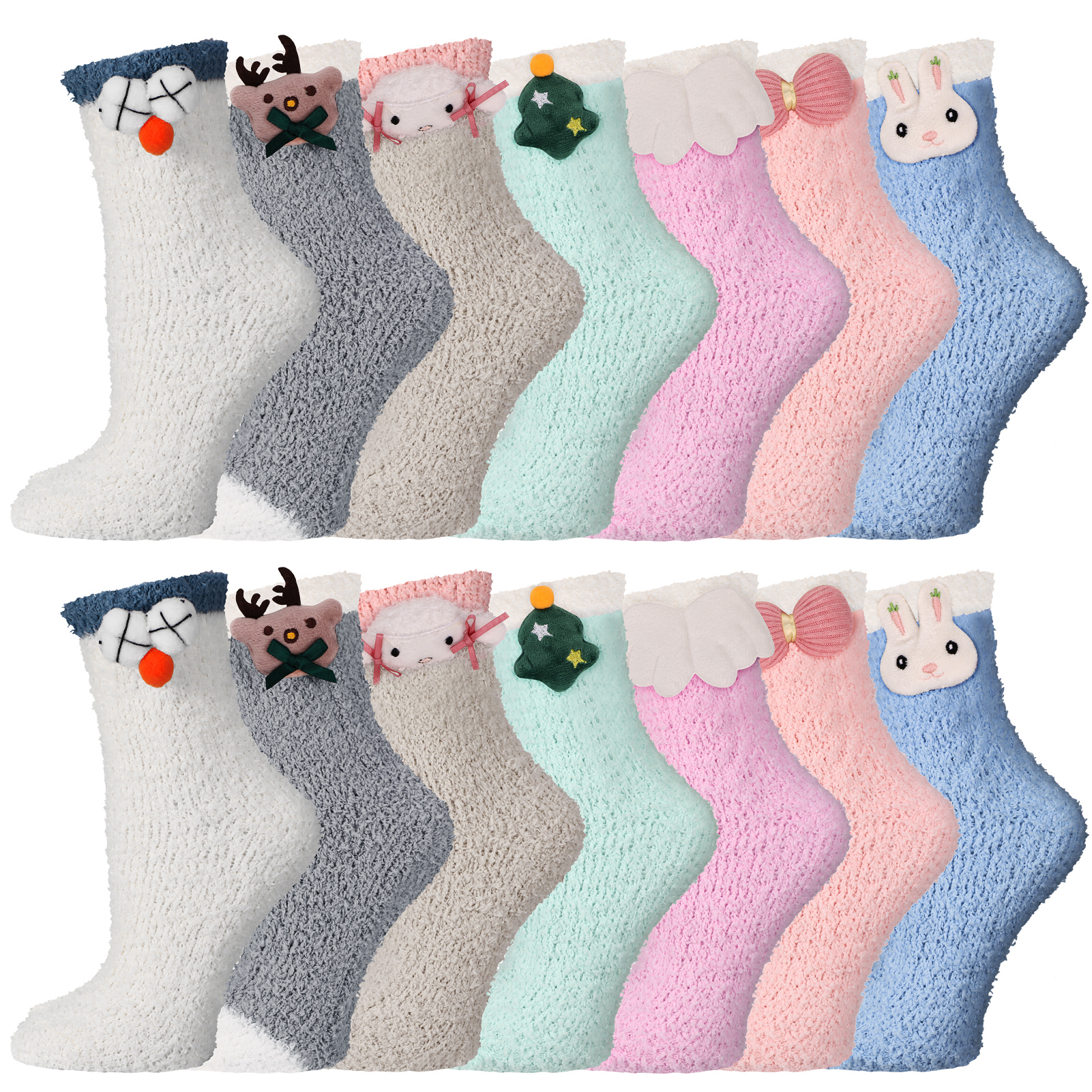 Bocaoying 7 Pairs Women Fuzzy Socks Winter, Cute Funny Slipper Socks Floor Socks, Christmas Socks with Animal Patterns, Warm Coral Fleece Socks, Cozy Fluffy Socks for Sleeping and Outdoor Warmth
