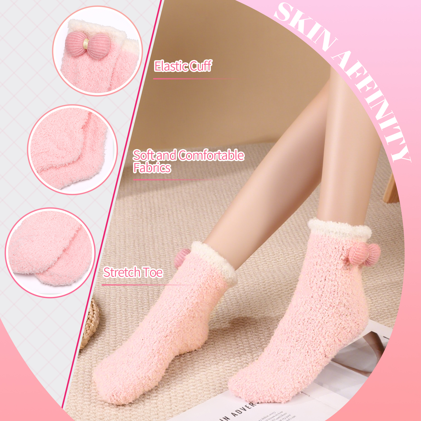 Bocaoying 7 Pairs Women Fuzzy Socks Winter, Cute Funny Slipper Socks Floor Socks, Christmas Socks with Animal Patterns, Warm Coral Fleece Socks, Cozy Fluffy Socks for Sleeping and Outdoor Warmth