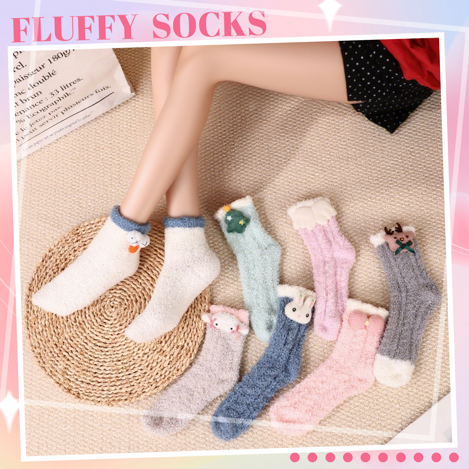 Bocaoying 7 Pairs Women Fuzzy Socks Winter, Cute Funny Slipper Socks Floor Socks, Christmas Socks with Animal Patterns, Warm Coral Fleece Socks, Cozy Fluffy Socks for Sleeping and Outdoor Warmth