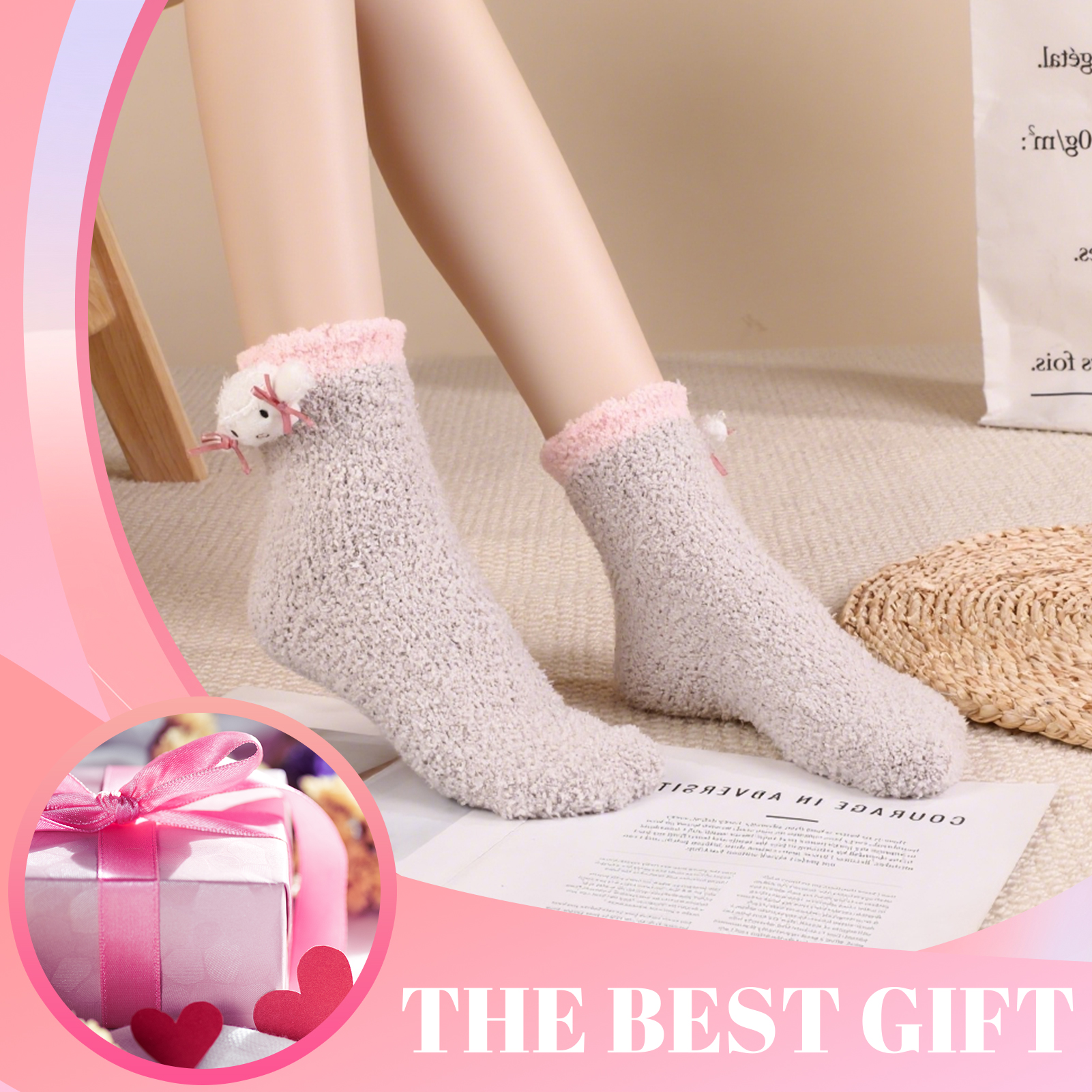 Bocaoying 7 Pairs Women Fuzzy Socks Winter, Cute Funny Slipper Socks Floor Socks, Christmas Socks with Animal Patterns, Warm Coral Fleece Socks, Cozy Fluffy Socks for Sleeping and Outdoor Warmth