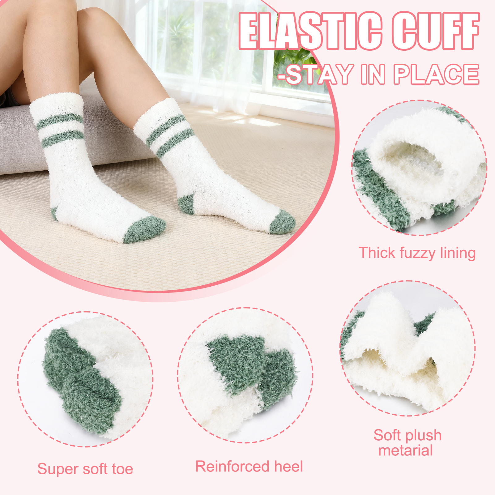 Bocaoying 6Pairs Womens Fluffy Fuzzy Sock, Plush Sleeping Slipper Socks, Fleece Fluffy Cabin Plush Warm Sleep Soft Cozy Winter Adult Socks