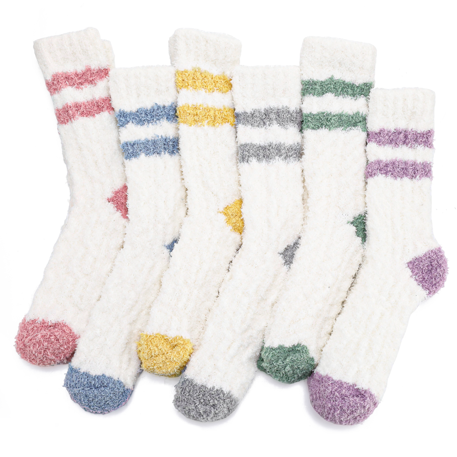 Bocaoying 6Pairs Womens Fluffy Fuzzy Sock, Plush Sleeping Slipper Socks, Fleece Fluffy Cabin Plush Warm Sleep Soft Cozy Winter Adult Socks