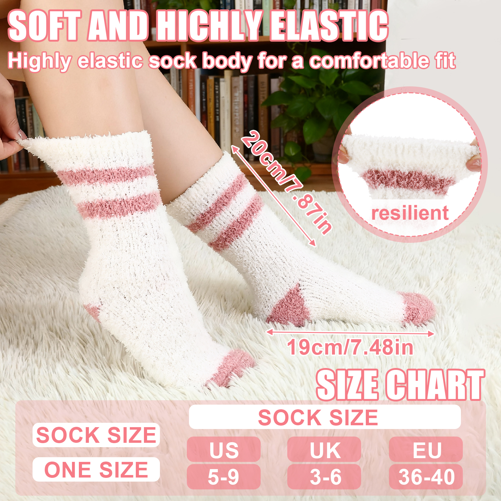 Bocaoying 6Pairs Womens Fluffy Fuzzy Sock, Plush Sleeping Slipper Socks, Fleece Fluffy Cabin Plush Warm Sleep Soft Cozy Winter Adult Socks