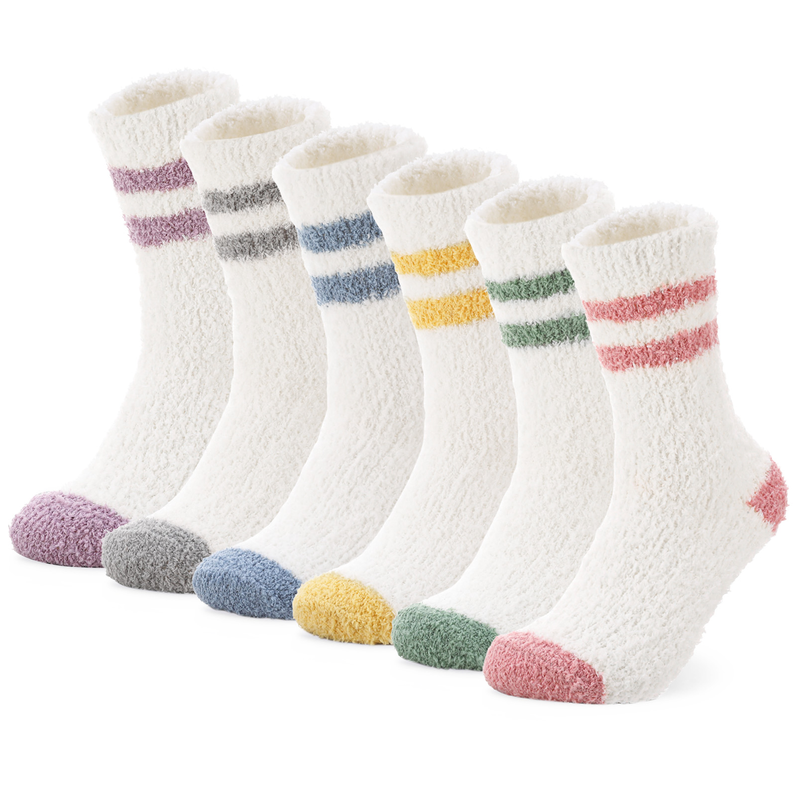 Bocaoying 6Pairs Womens Fluffy Fuzzy Sock, Plush Sleeping Slipper Socks, Fleece Fluffy Cabin Plush Warm Sleep Soft Cozy Winter Adult Socks