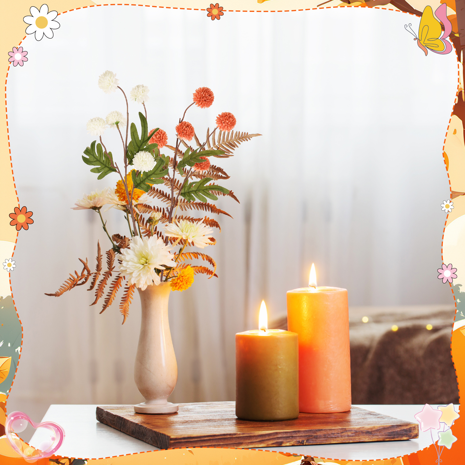 Armscye 16 Pcs Fake Fall Flowers, Silk Pompon Mum Artificial Flowers with Long Stems, Fall Decor for DIY Bouquet Centerpieces, Wedding Arrangements, Table Decor - No Vase Included