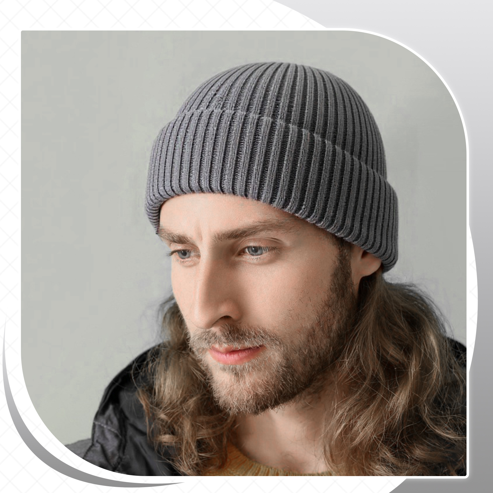 Bocaoying 2 Pack Ribbed Knit Beanie Hat for Men Women, Thick Knit Acrylic Blend Fisherman Hat, Thermal Windproof Winter Trawler Cap for Skiing, Hiking, Biking, One Size, Grey/Black