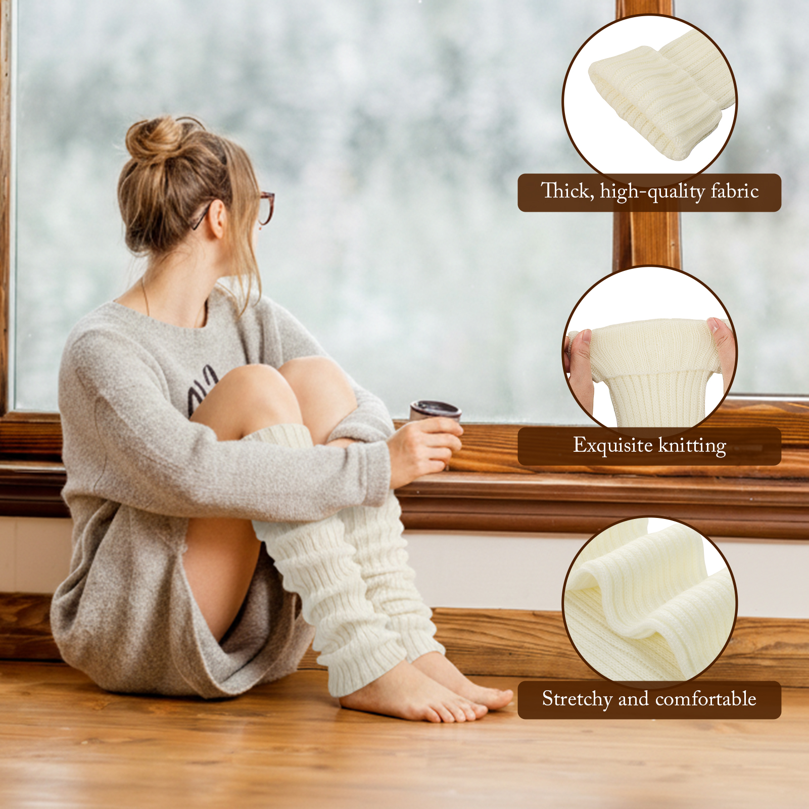 Bocaoying 3 Pack Rib Knit Leg Warmers for Women, Acrylic Leg Warmer Socks with Ruffle, Soft Stretchy Ankle Warmers for Boots, Y2K Striped Style Leg Covers for Women Outside, Black/Pink/White