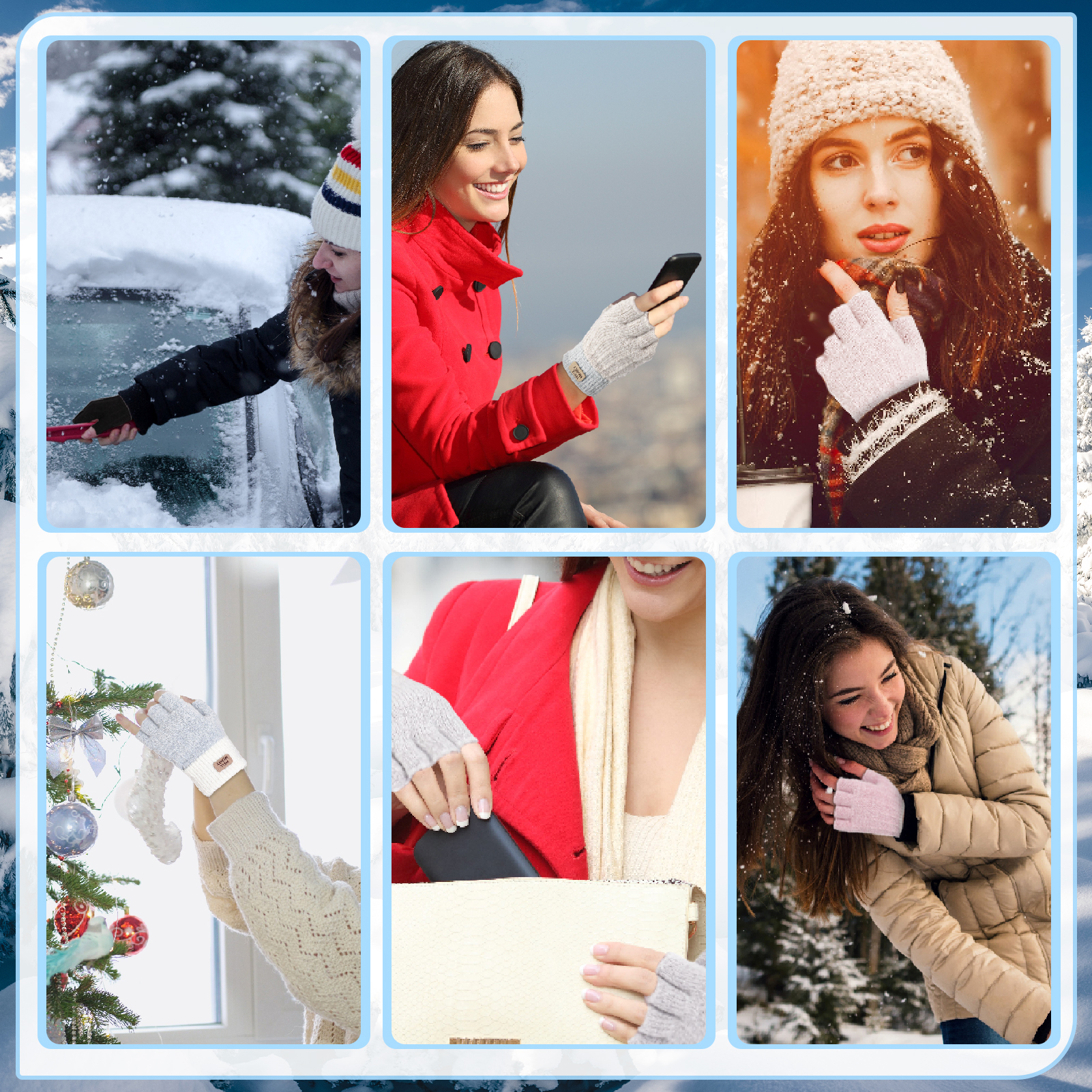 Bocaoying 6 Pairs Fingerless Gloves for Women, Warm Winter Thermal Gloves Knitted Soft Half Fingers Mittens for Driving Working Typing