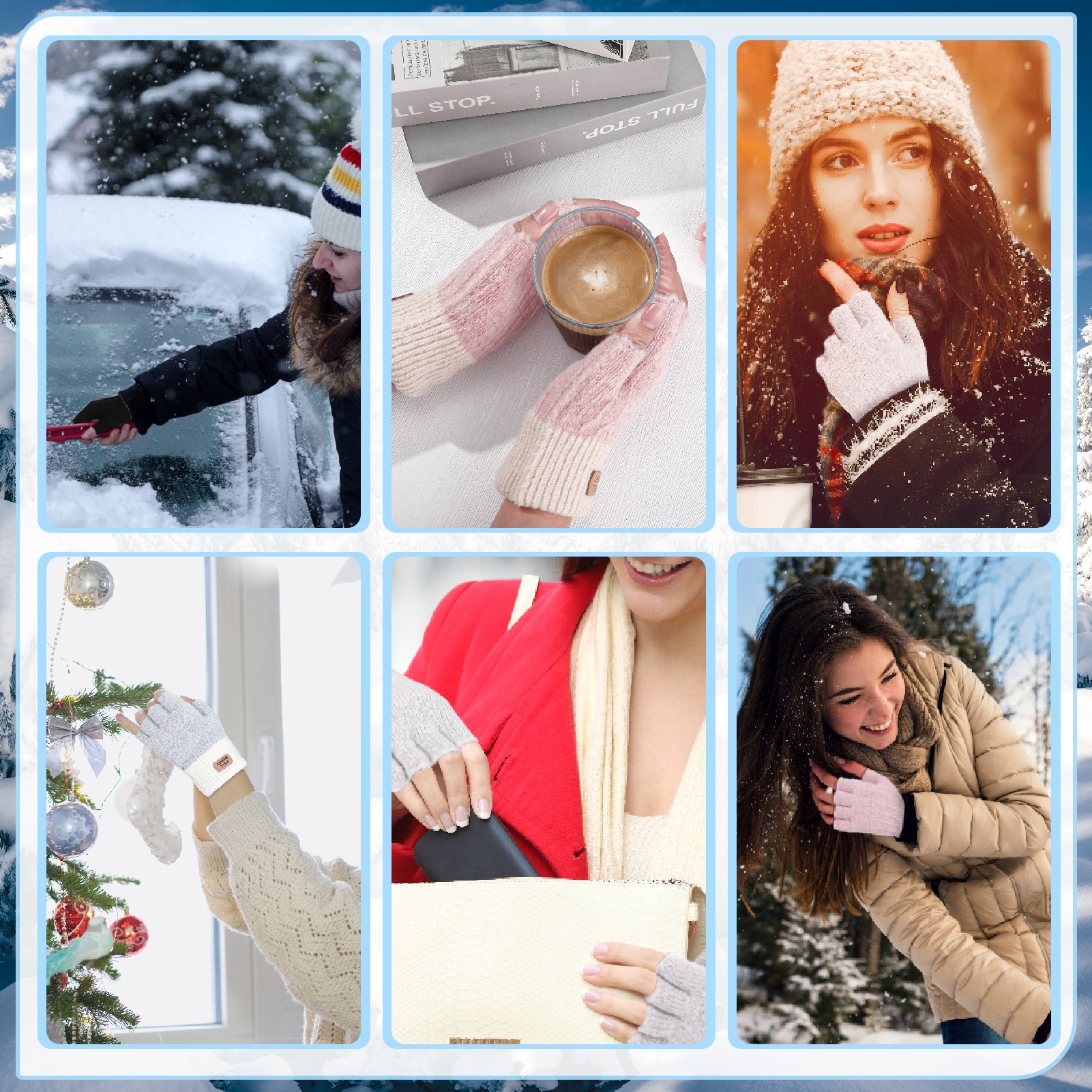 Bocaoying 6 Pairs Fingerless Gloves for Women, Warm Winter Thermal Gloves Knitted Soft Half Fingers Mittens for Driving Working Typing