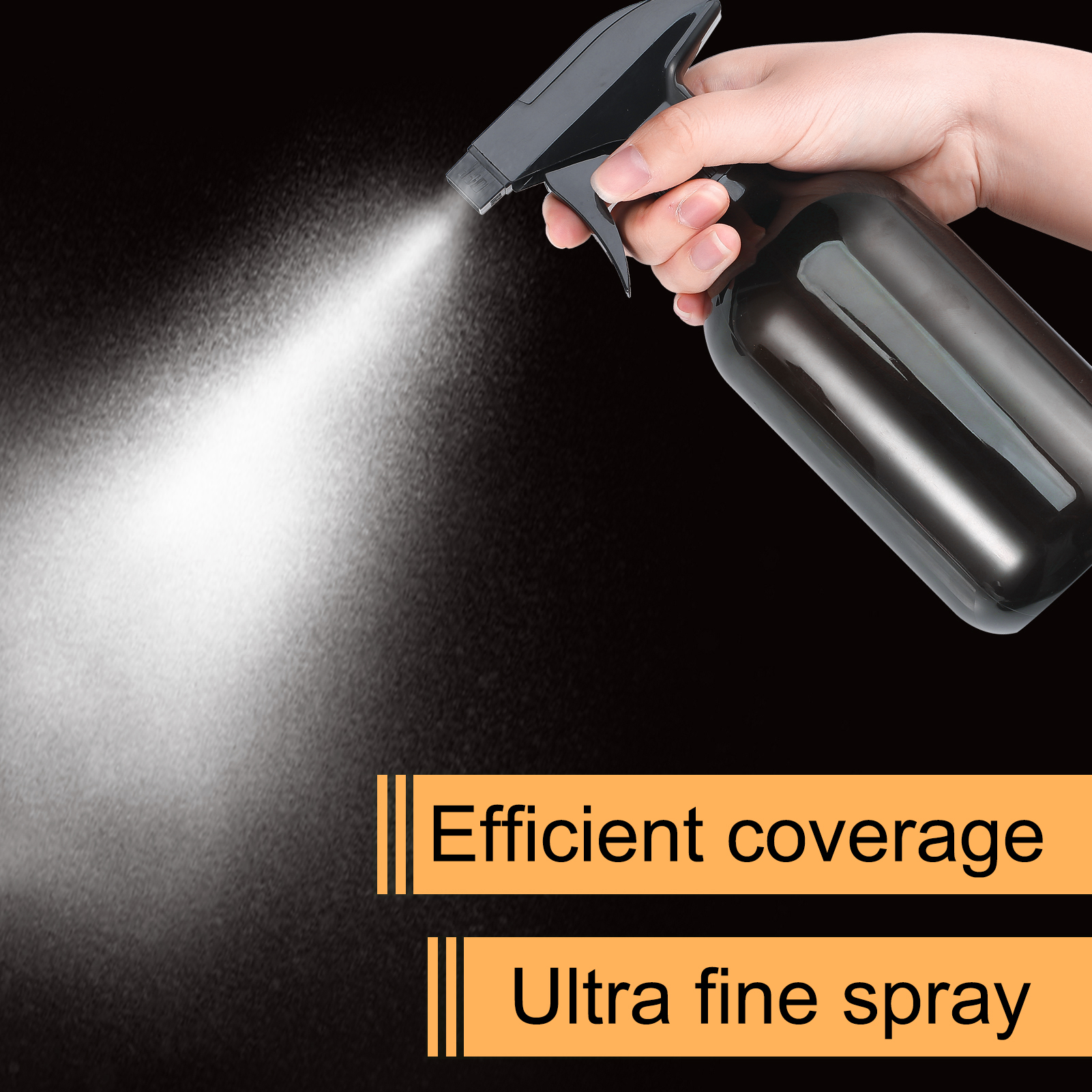 Armscye 3 Pack Amber Spray Bottles Empty, 16.9 Oz Plastic Spray Bottle for Cleaning, Adjustable Nozzle Squirt Bottle for Plants Hair, Refillable Spray Container with Free Measuring Cup and Stickers