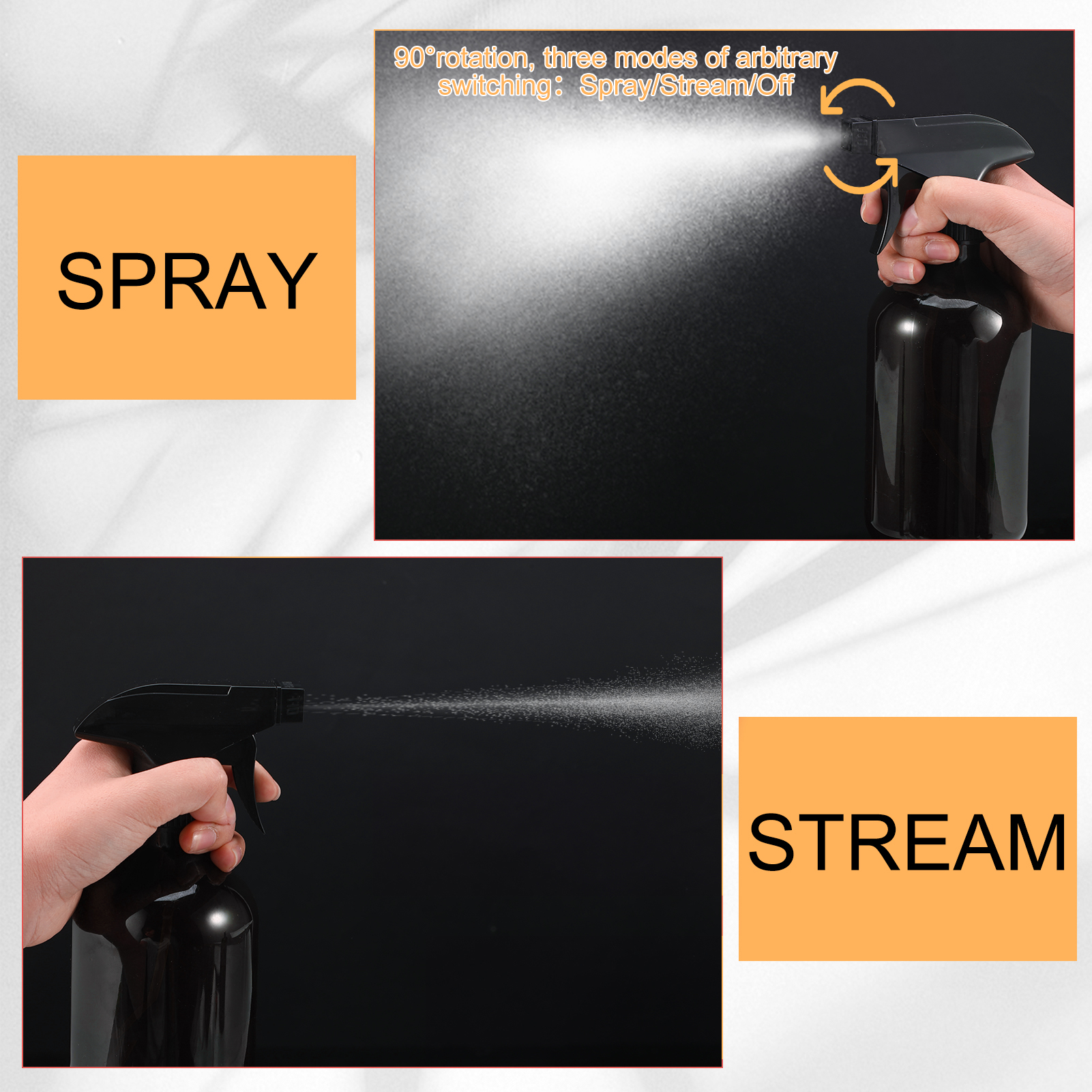 Armscye 3 Pack Amber Spray Bottles Empty, 16.9 Oz Plastic Spray Bottle for Cleaning, Adjustable Nozzle Squirt Bottle for Plants Hair, Refillable Spray Container with Free Measuring Cup and Stickers