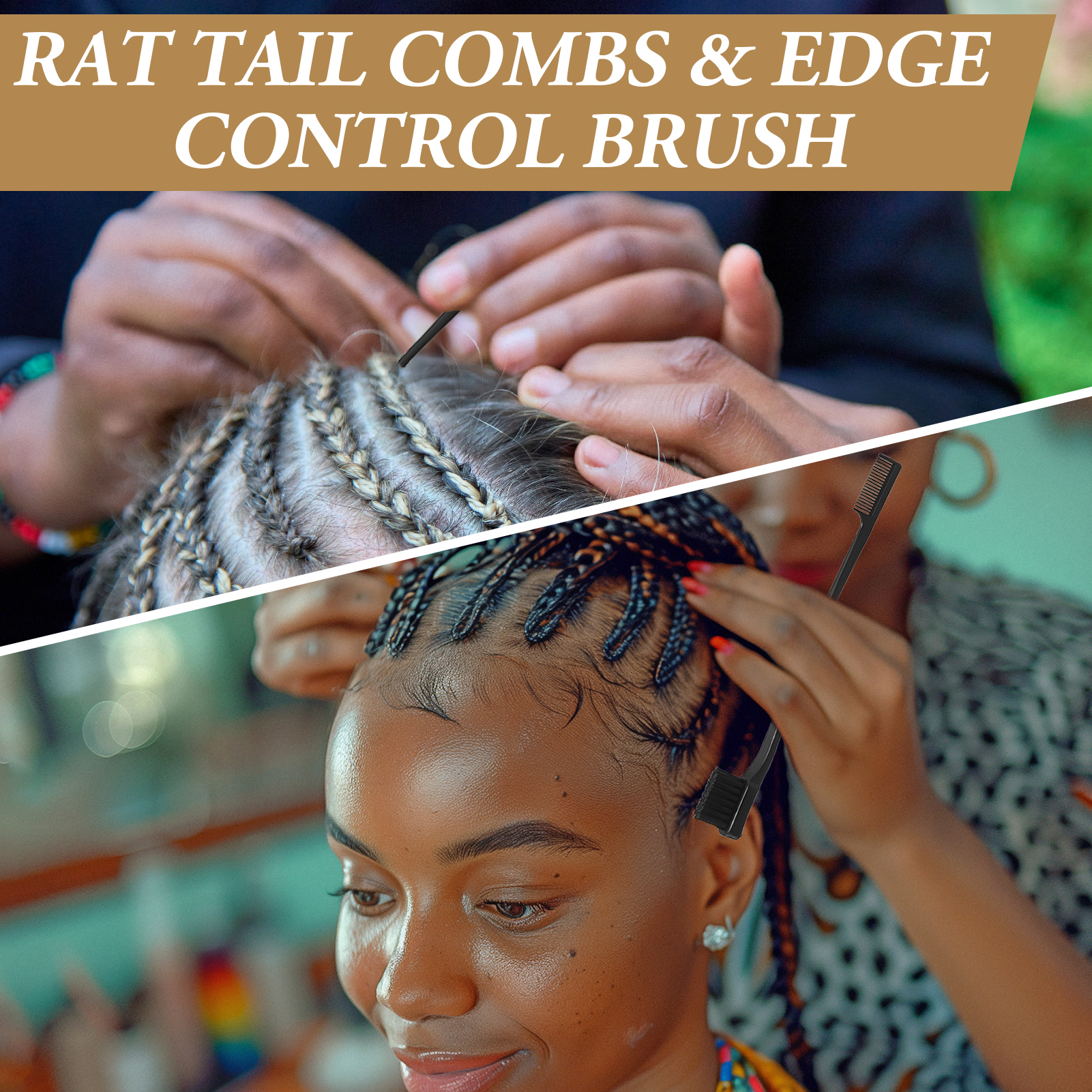 Abaima 14Pcs Black Hair Styling Combs Set,Professional Styling Comb Including Double-Sided Edge Brush,Bristle Hair Brush,Edge Hair Brush,Sectioning Clips for Women Men