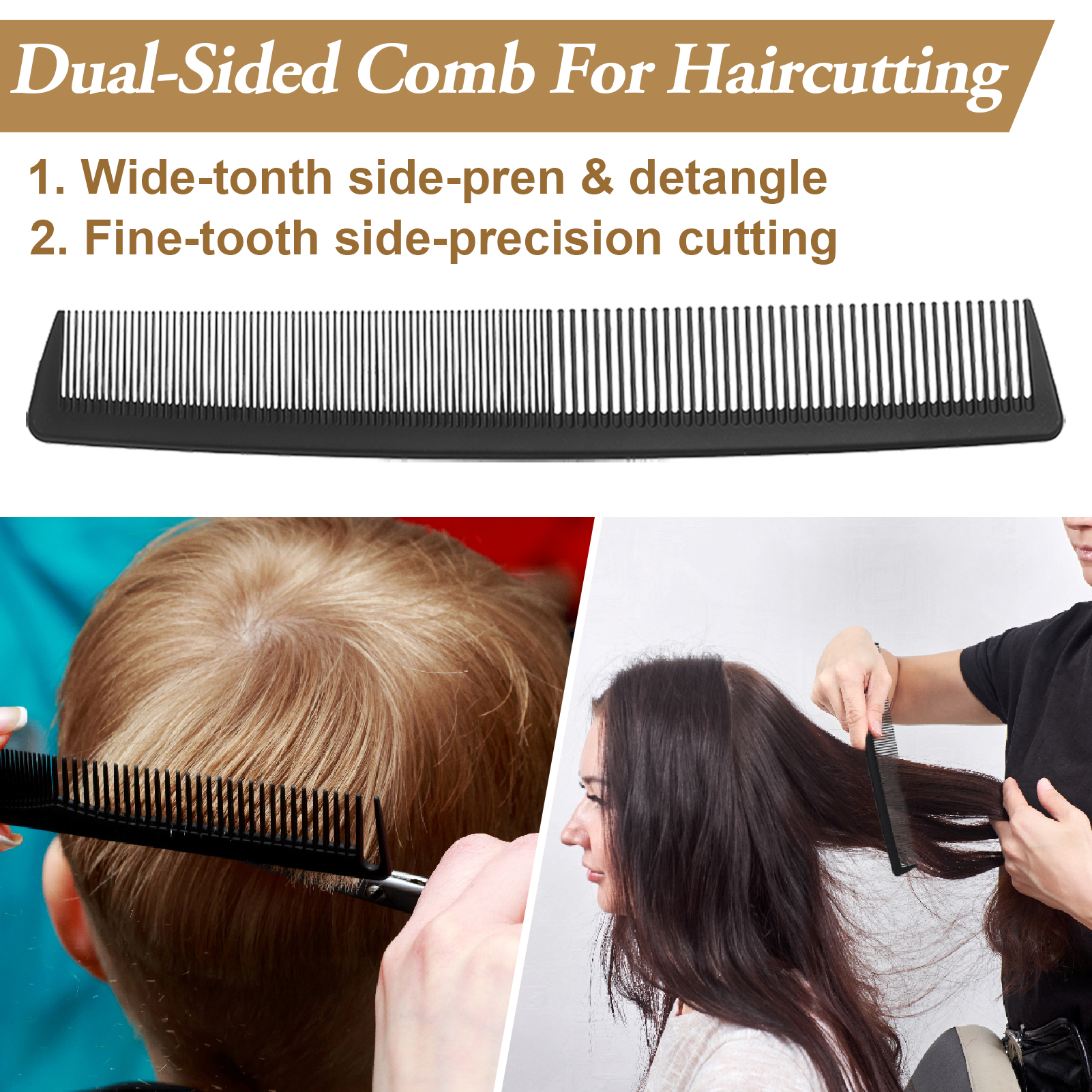 Abaima 14Pcs Black Hair Styling Combs Set,Professional Styling Comb Including Double-Sided Edge Brush,Bristle Hair Brush,Edge Hair Brush,Sectioning Clips for Women Men