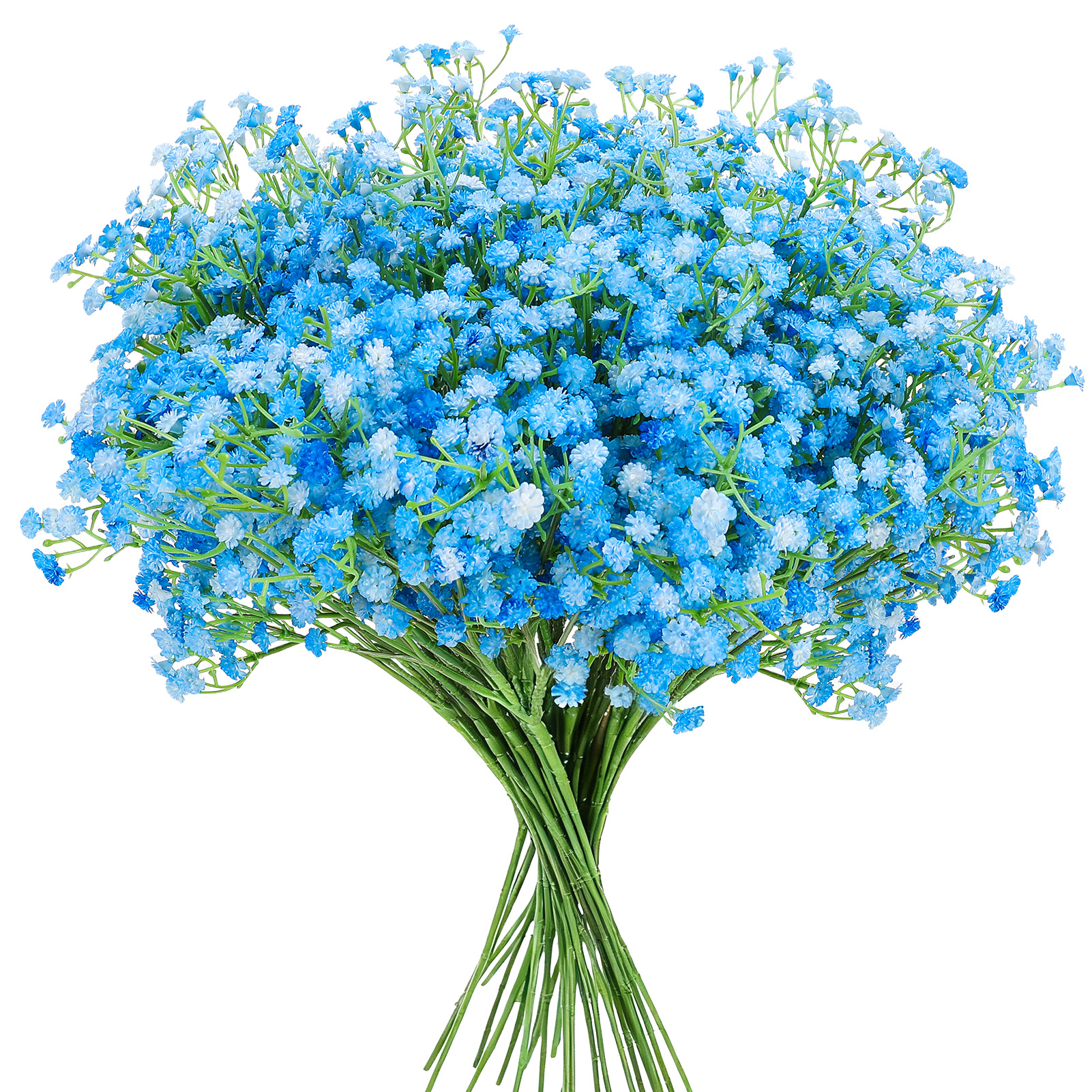 Armscye 24 Pack Artificial Baby's Breath Flowers, Realistic Fake Gypsophila with Bendable Stems for Wedding Decor, Home Arrangements, Blue-White Real Touch PU Flowers, 20.5inch