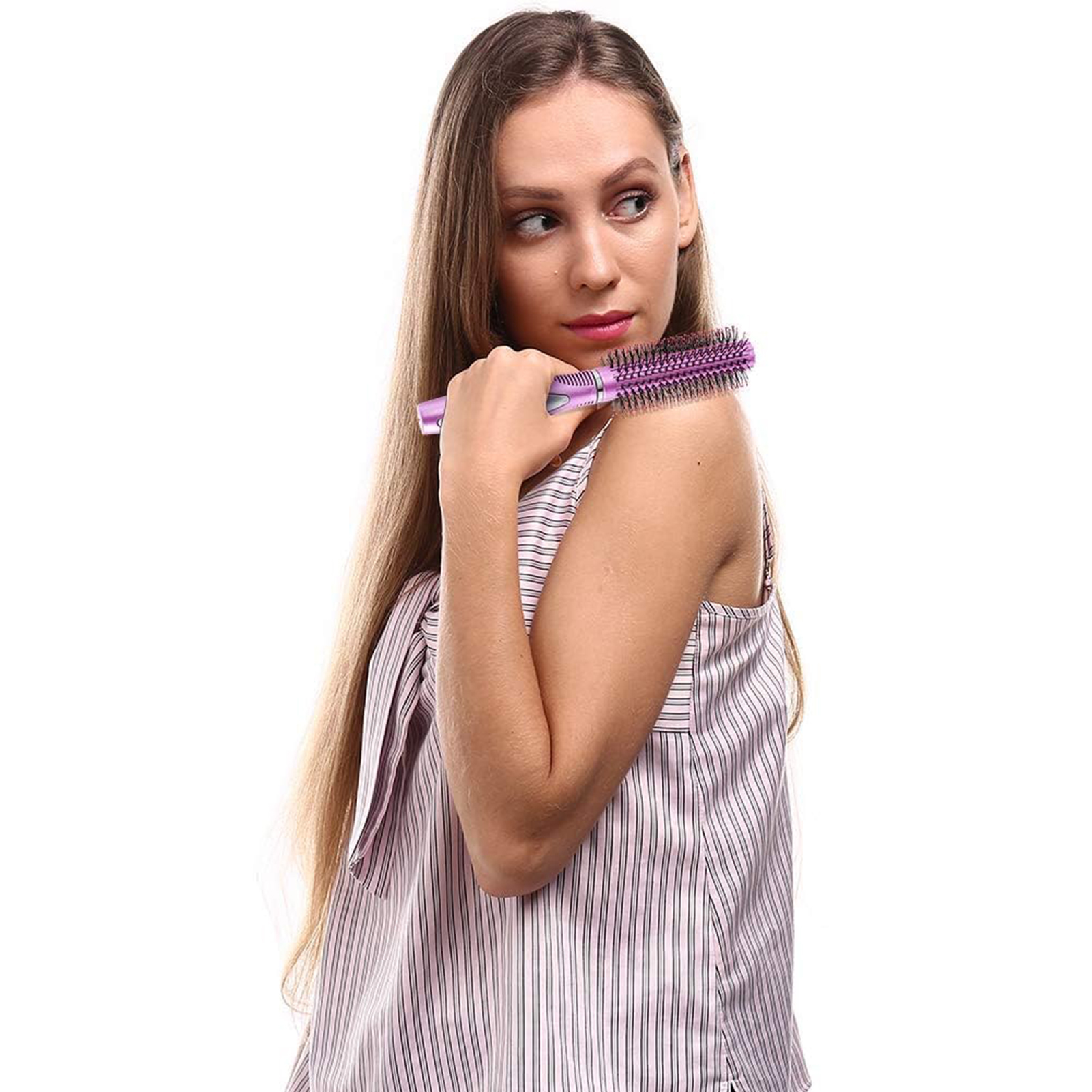 Abaima 5 Pieces Hair Brush Comb Set Detangling Paddle Brush Round Hair Tail Comb Wet Dry Brush for Women Men Hair Styling(Purple)