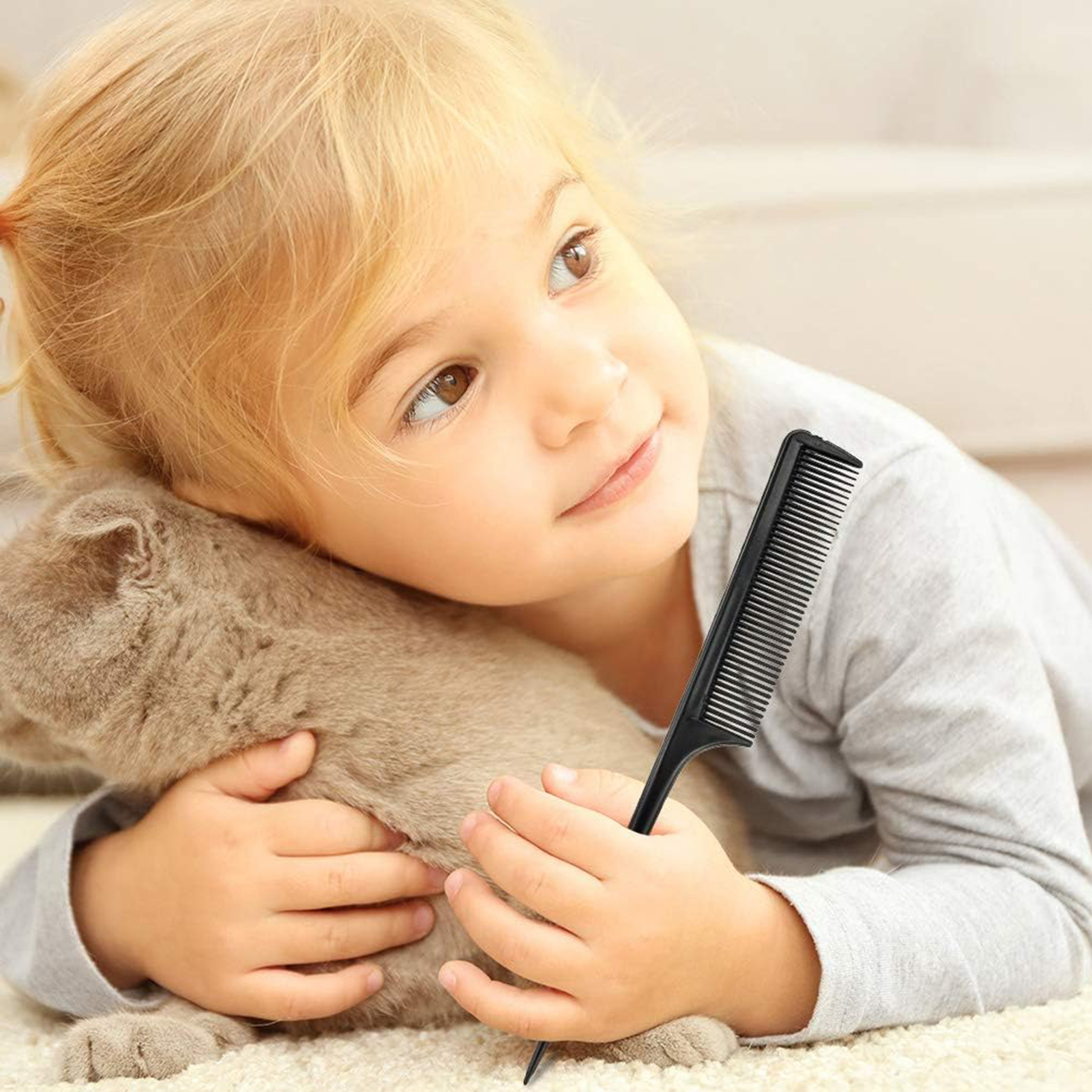 Abaima 5 Pieces Hair Brush Comb Set Detangling Paddle Brush Round Hair Tail Comb Wet Dry Brush for Women Men Hair Styling(Black)