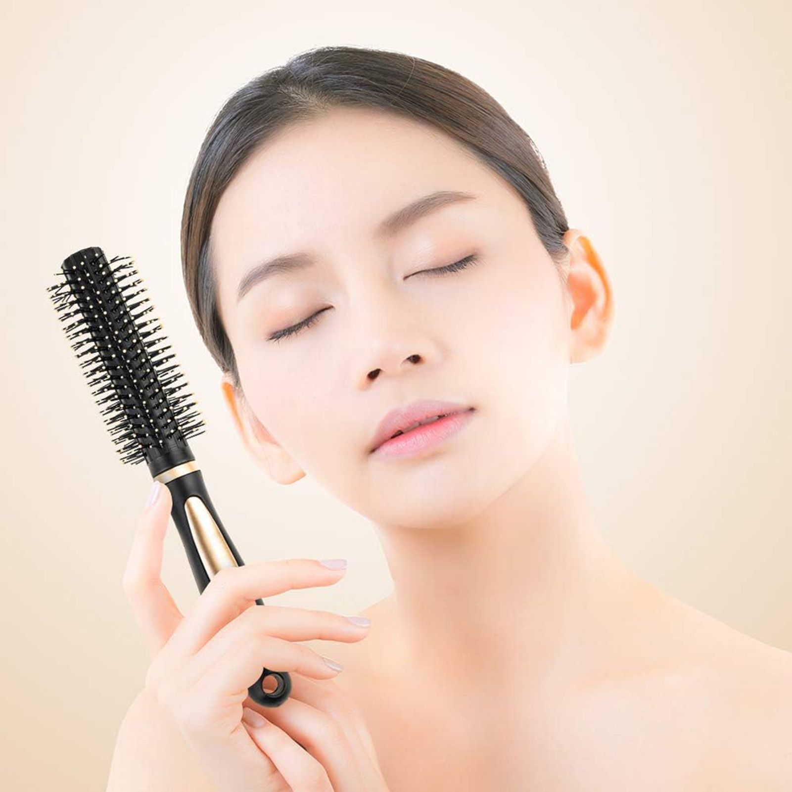 Abaima 5 Pieces Hair Brush Comb Set Detangling Paddle Brush Round Hair Tail Comb Wet Dry Brush for Women Men Hair Styling(Black)