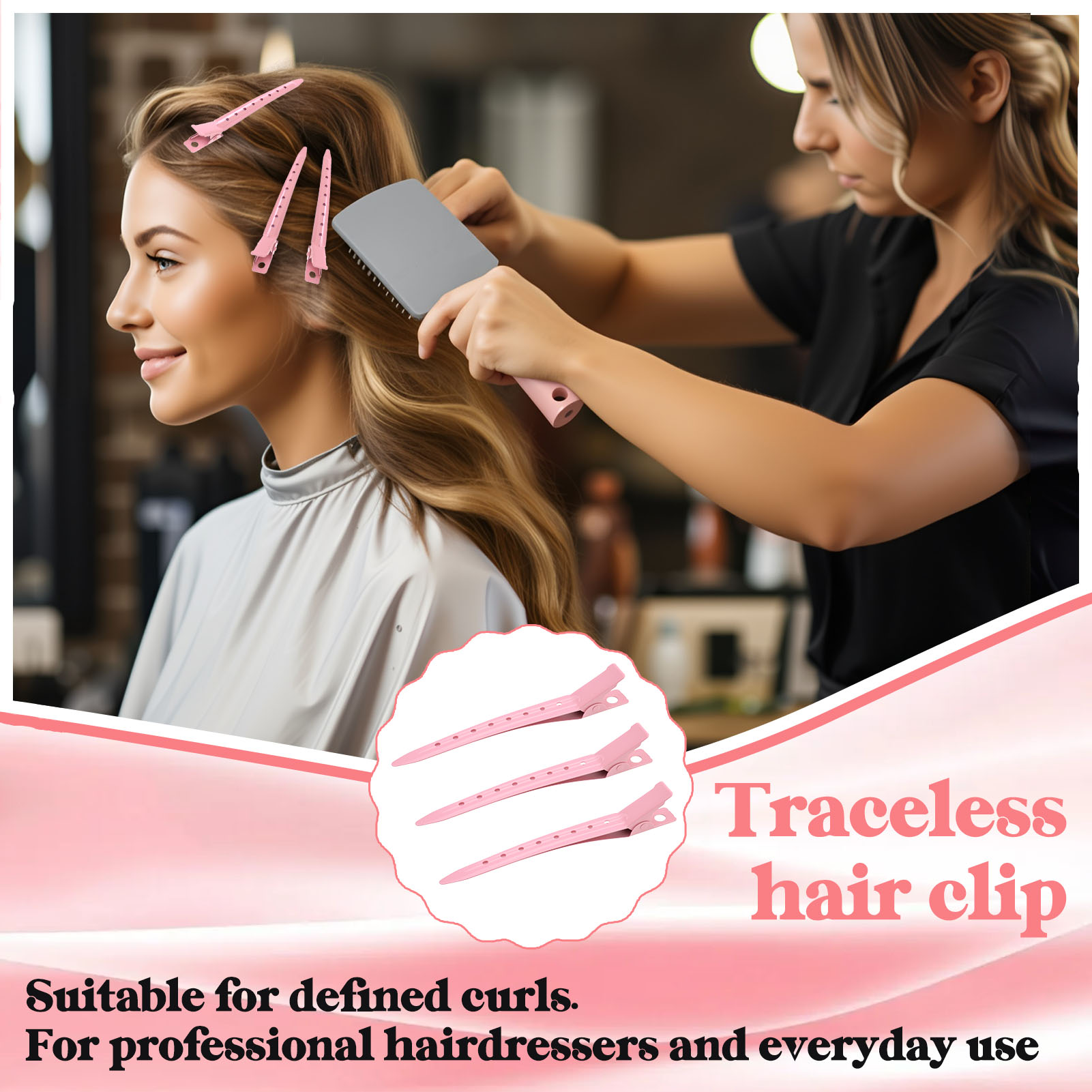 Abaima Paddle Cushion Hair Brush Set with 10 Shaping clips, Hair Brush with Cushion Base for Men and Women, Large Detangling Comb Curly or Straight Styles, Make Hair Health and Massage Scalp