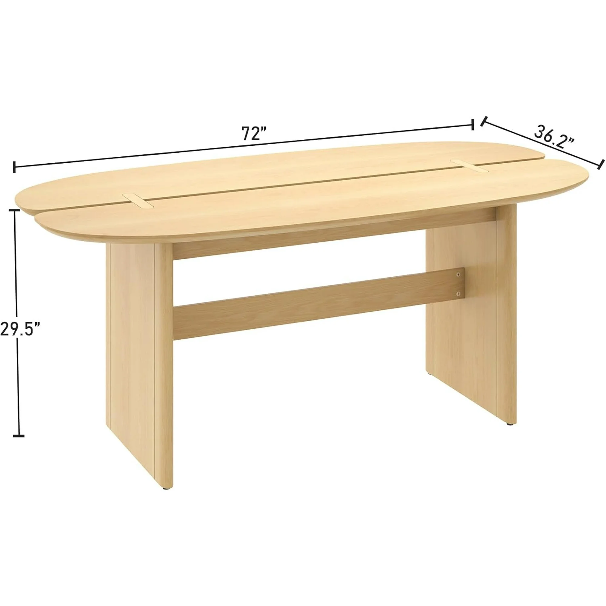 Blotout 72" Farmhouse Solid Wood Dining Table for 6-8 Person, 30"Tall Kitchen Dining Table with with 2 Wood Legs, Large Rustic Table for Office, Living, Dining Room(Natural-72")