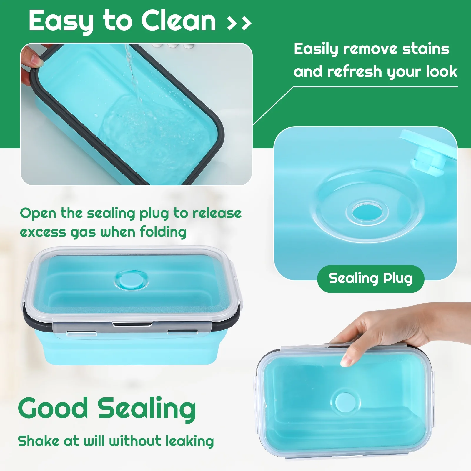 Bocaoying 4 Pack Silicone Collapsible Bowls with Airtight Lids, Collapsible Food Storage Containers, Foldable Lunch Bowls for Kitchen Travel Camping Microwave and Freezer Safe