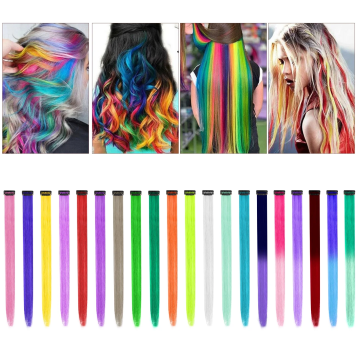 AOWOO 20 Pcs Colored Clip in Hair Extensions, 22 Inch Rainbow Straight Synthetic Hairpieces, Colored Hair Extensions with 2 Comb, Party Straight Highlights Long Hairpieces for Women Kids Girls