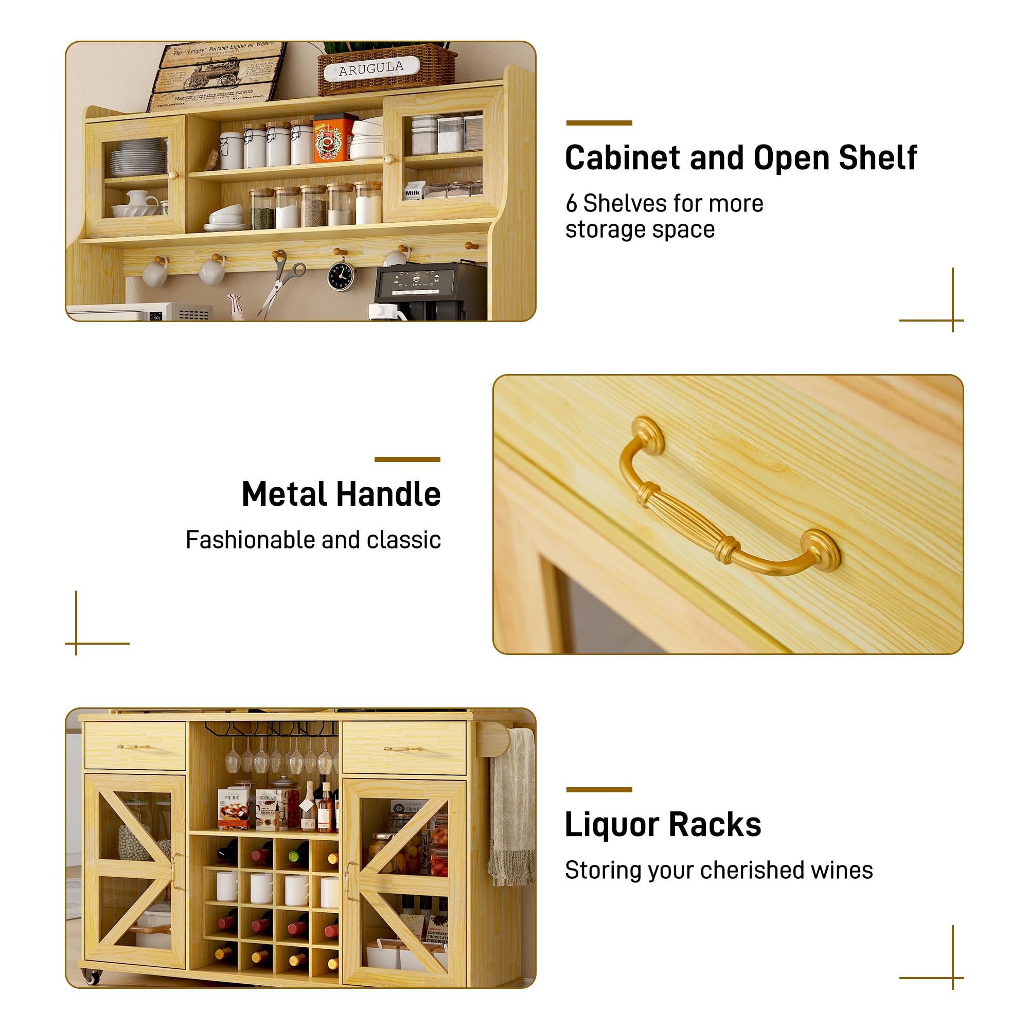 [Copy]74" Farmhouse Kitchen Pantry Storage Cabinet with LED Light & Charging Station