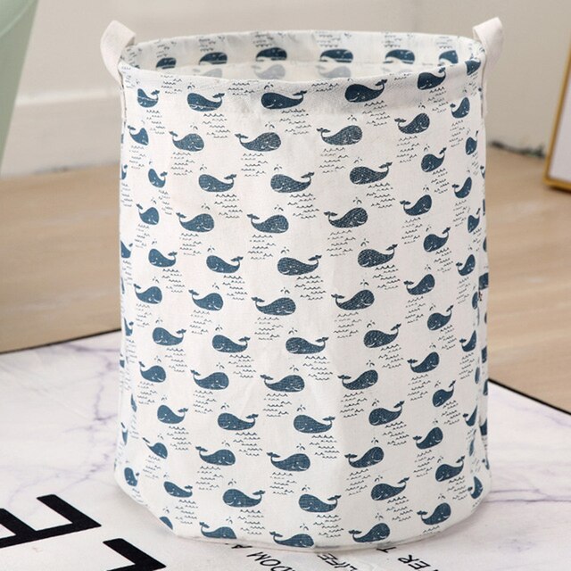 Whale - Nordic Style Cartoon Storage Box Dirty Clothes Basket Storage Bucket Cotton, Linen and Pink Series Storage Basket Storage Bucket