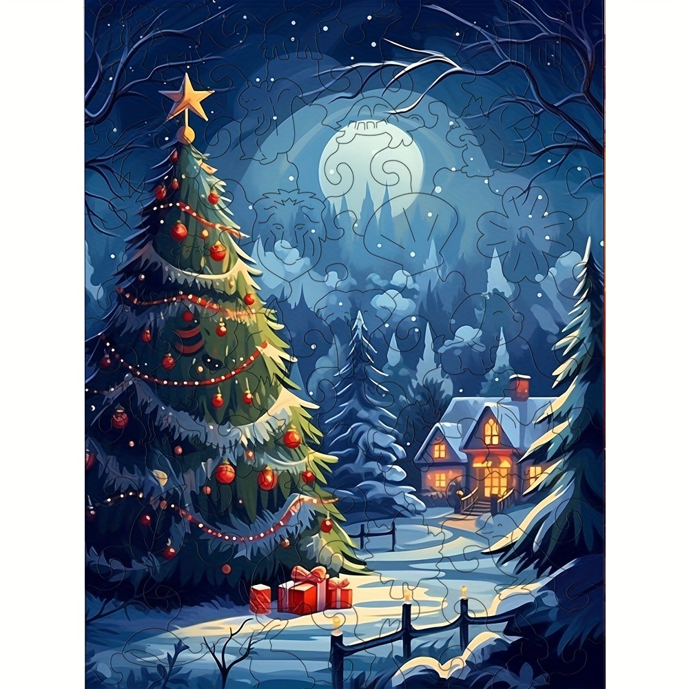 Blue Christmas Eve- Wooden Jigsaw Puzzles