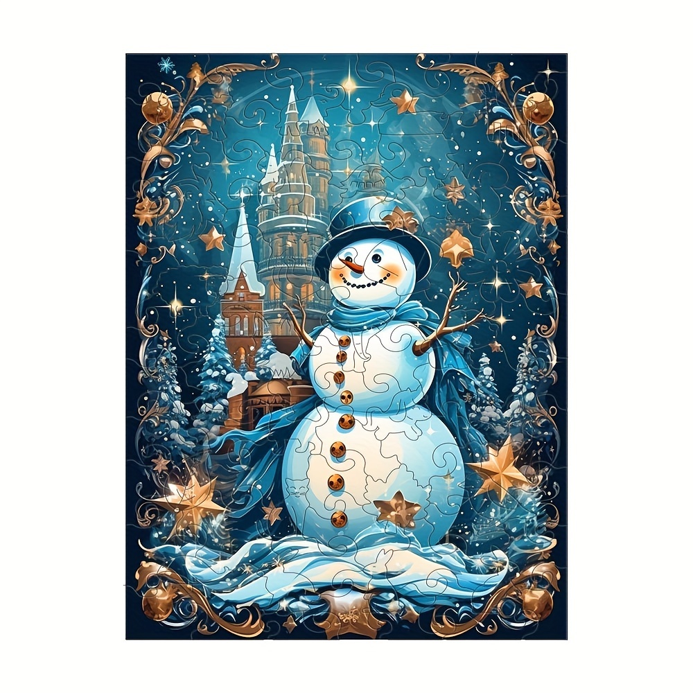 Snowman And Stars - Wooden Jigsaw Puzzles