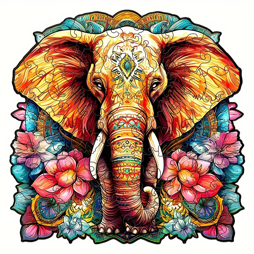 Colorful elephant - Wooden Jigsaw Puzzles