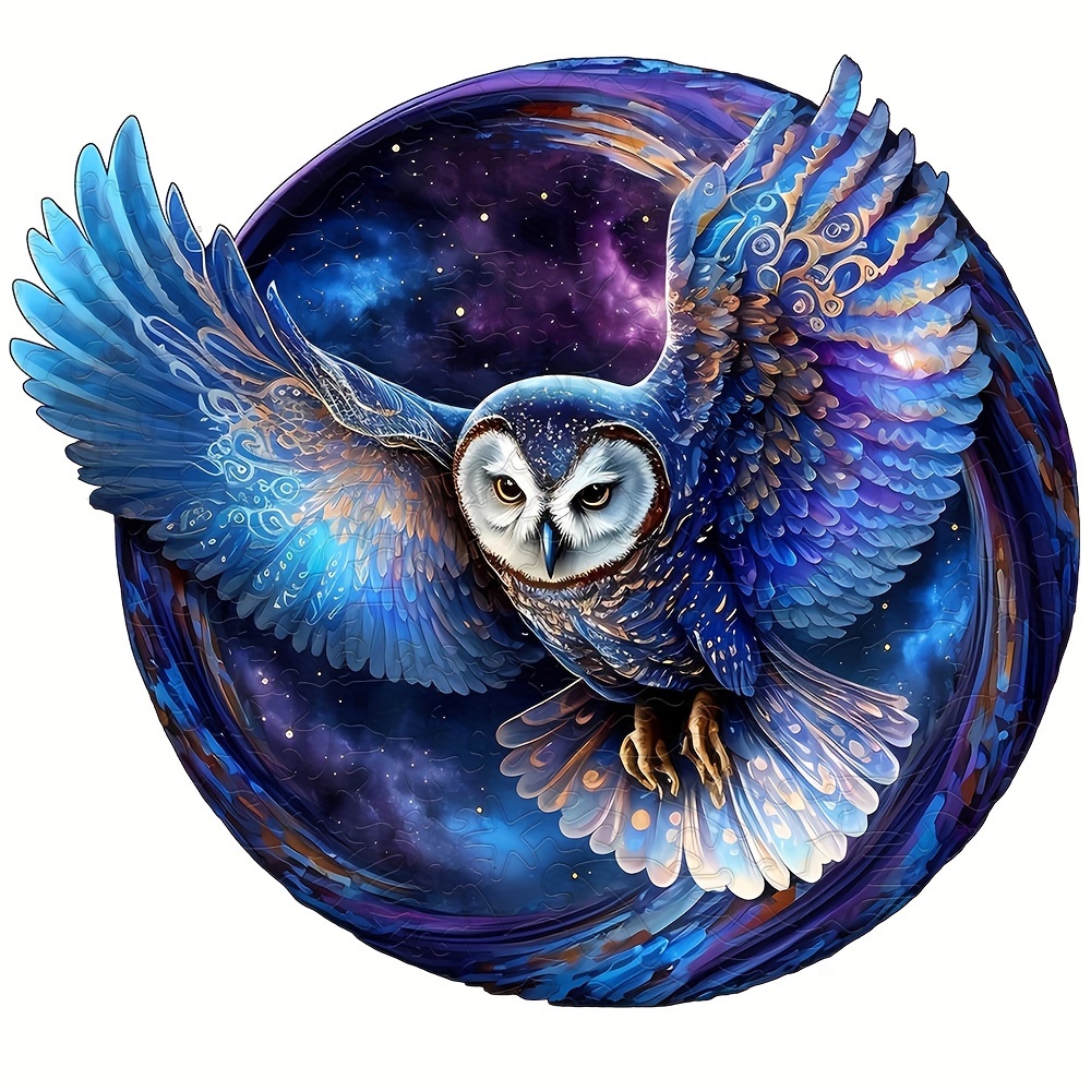 Blue Window Owl - Wooden Jigsaw Puzzle