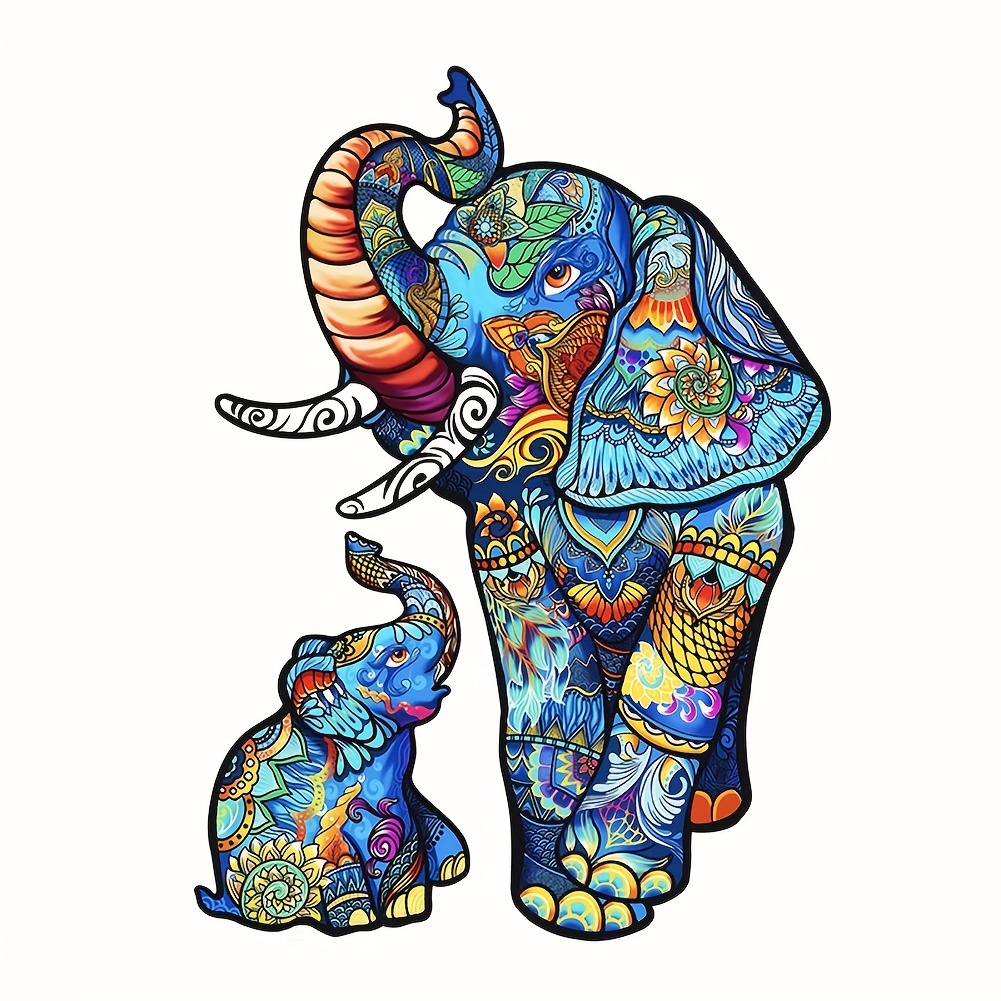 Elephant Mother And Child - Wooden Jigsaw Puzzle