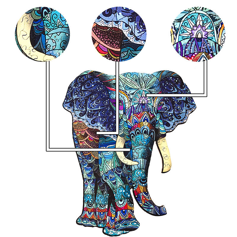 Blue Elephant - Wooden Jigsaw Puzzle