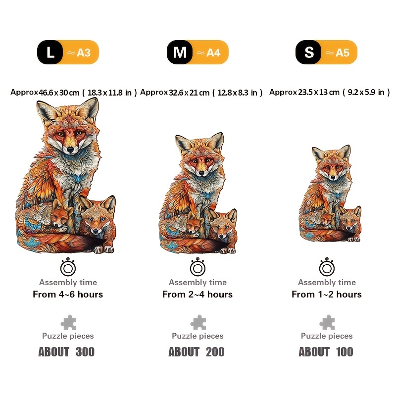Warm Fox Family - Wooden Jigsaw Puzzle