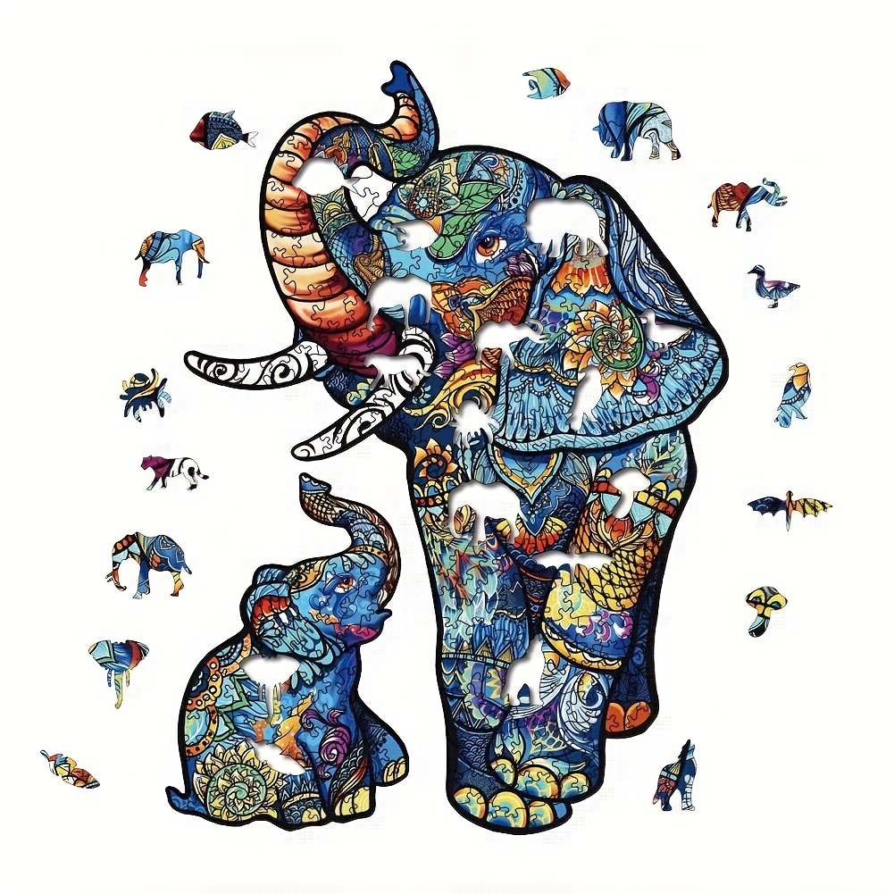 Elephant Mother And Child - Wooden Jigsaw Puzzle